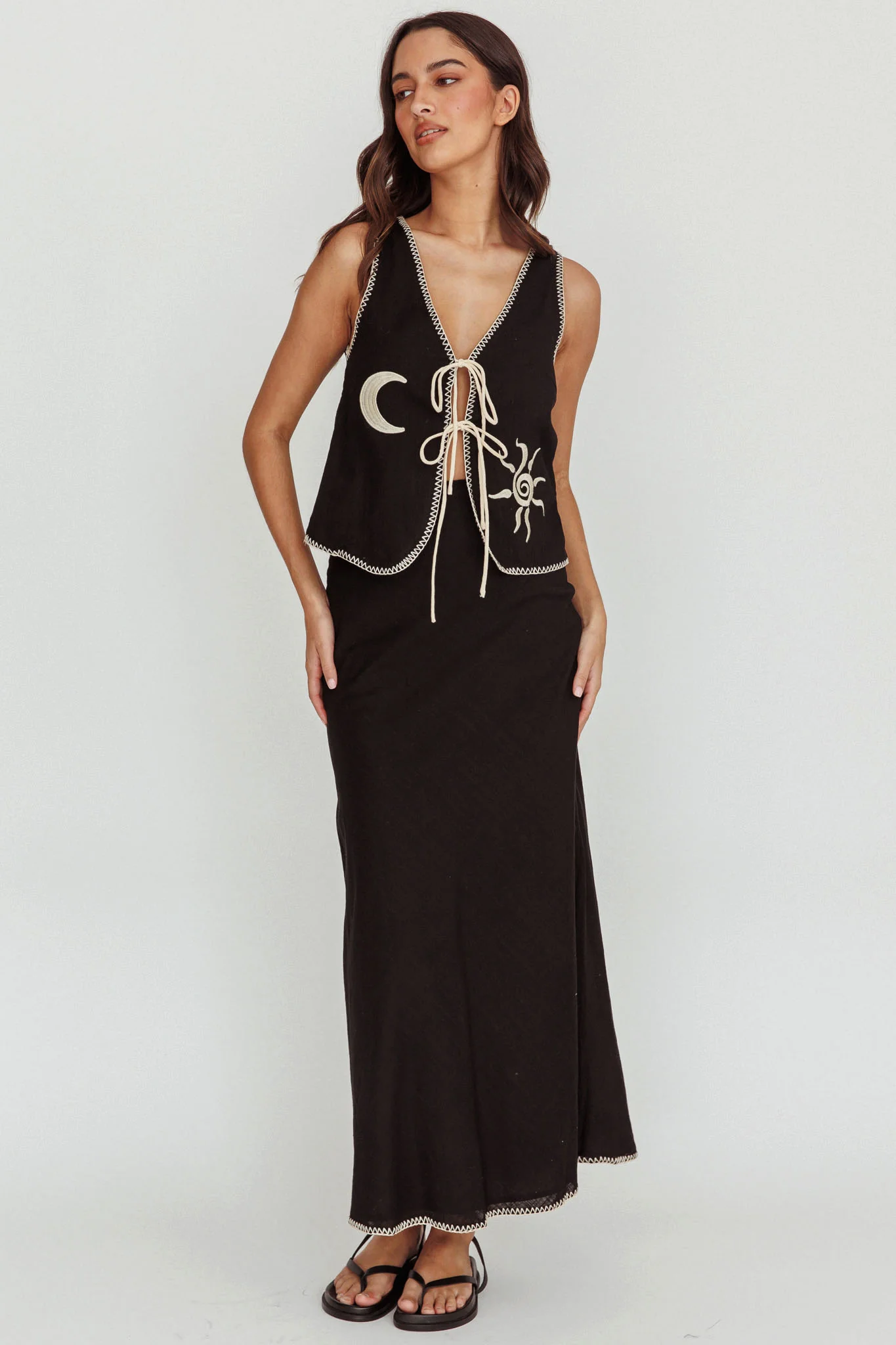 Dose Of Sunshine Blanket Stitch Skirt Black - Image 2