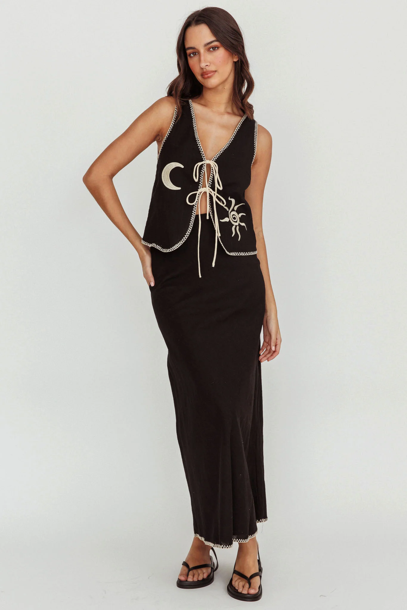 Dose Of Sunshine Blanket Stitch Skirt Black - Image 6