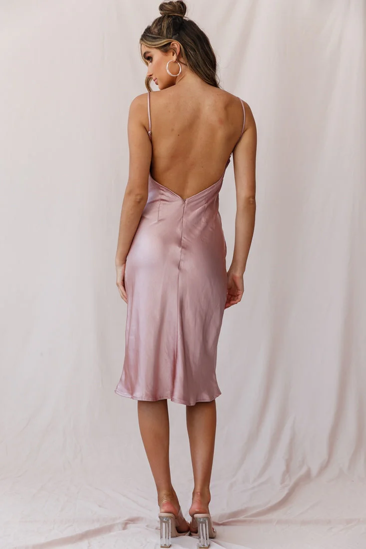 Double Take Draped Bust Midi Dress Rose Gold - Image 3