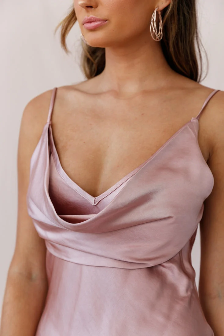Double Take Draped Bust Midi Dress Rose Gold - Image 4