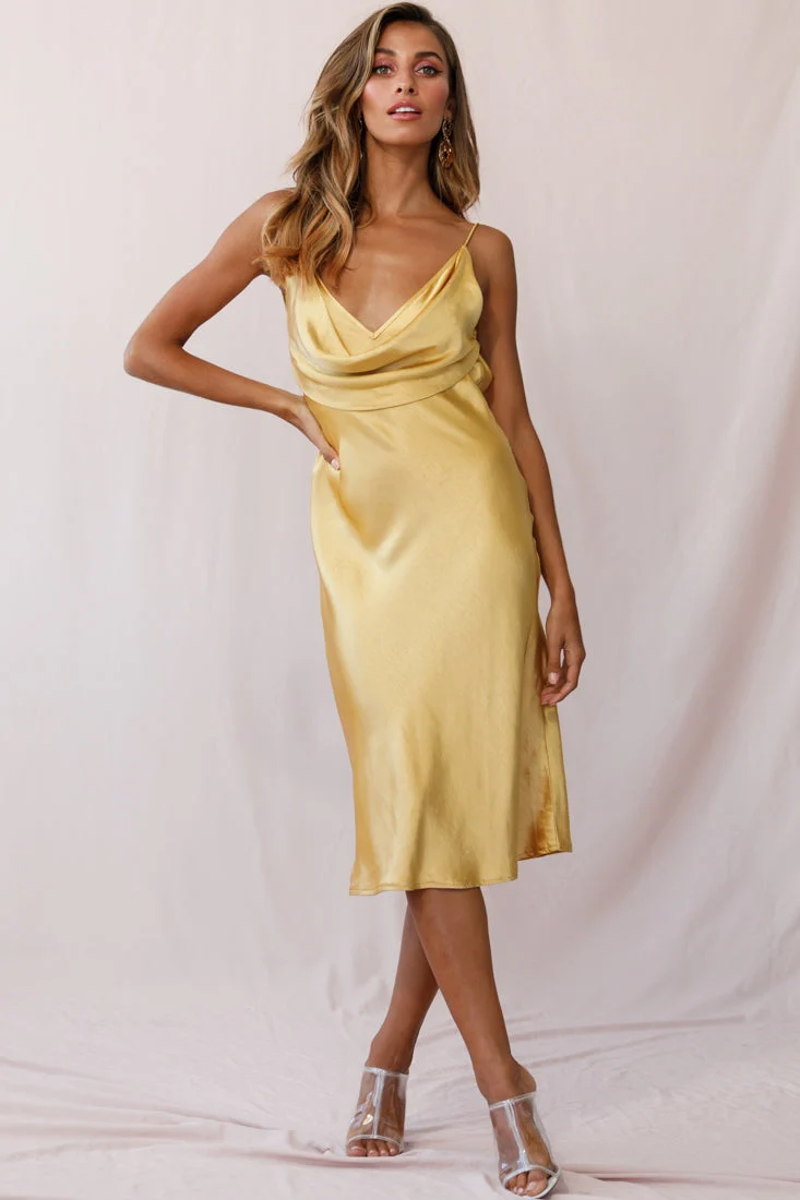 Double Take Draped Bust Midi Dress Mustard - Image 6