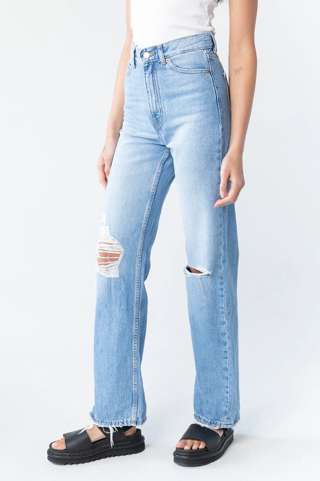 DR DENIM Echo Jeans Empress Sky Blue Rip - Image 2