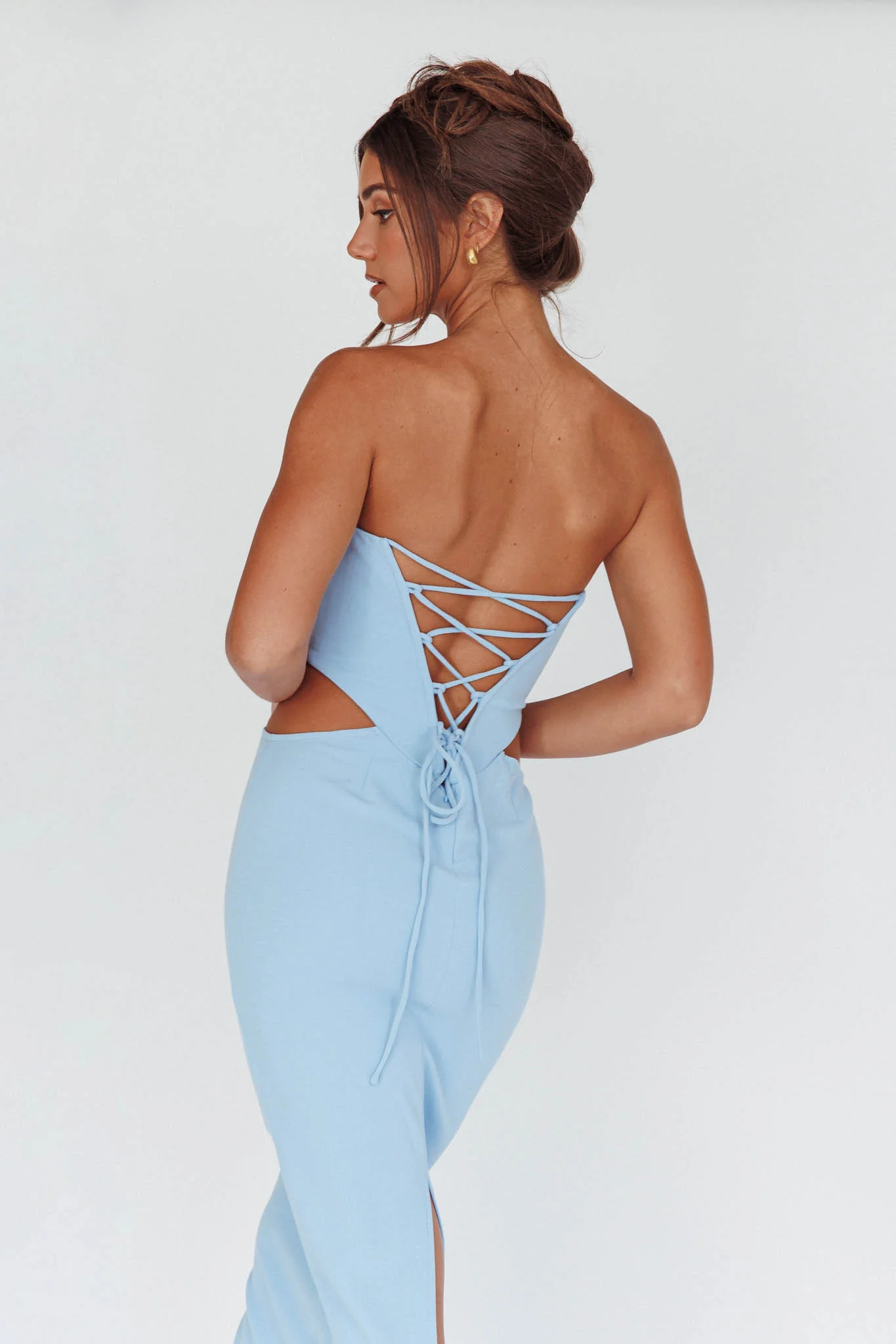 Dragonfly Lace-up Back Midi Dress Blue - Image 6