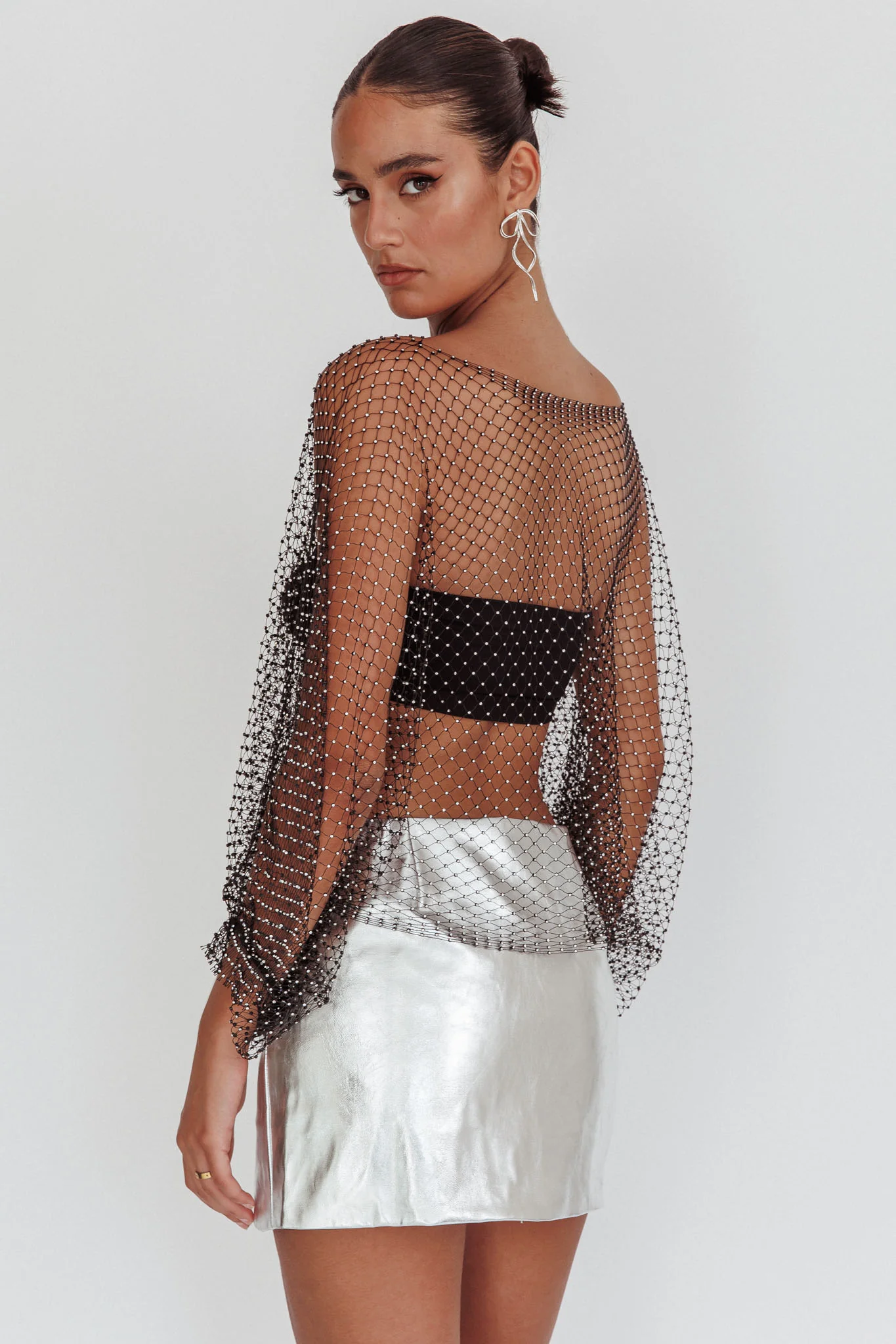 Drama, Drama Long Sleeve Fishnet Top Black - Image 3