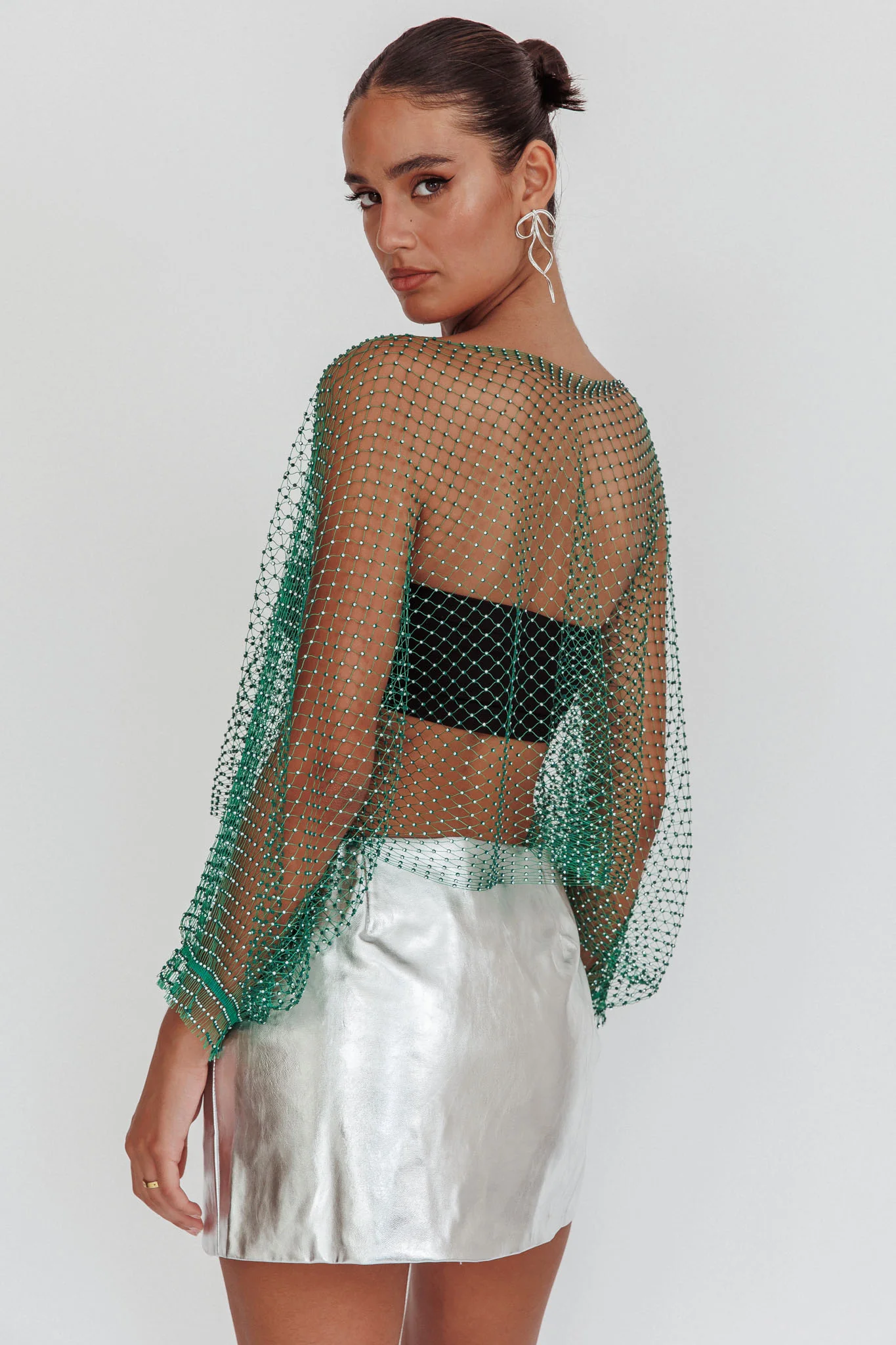Drama, Drama Long Sleeve Fishnet Top Green - Image 3