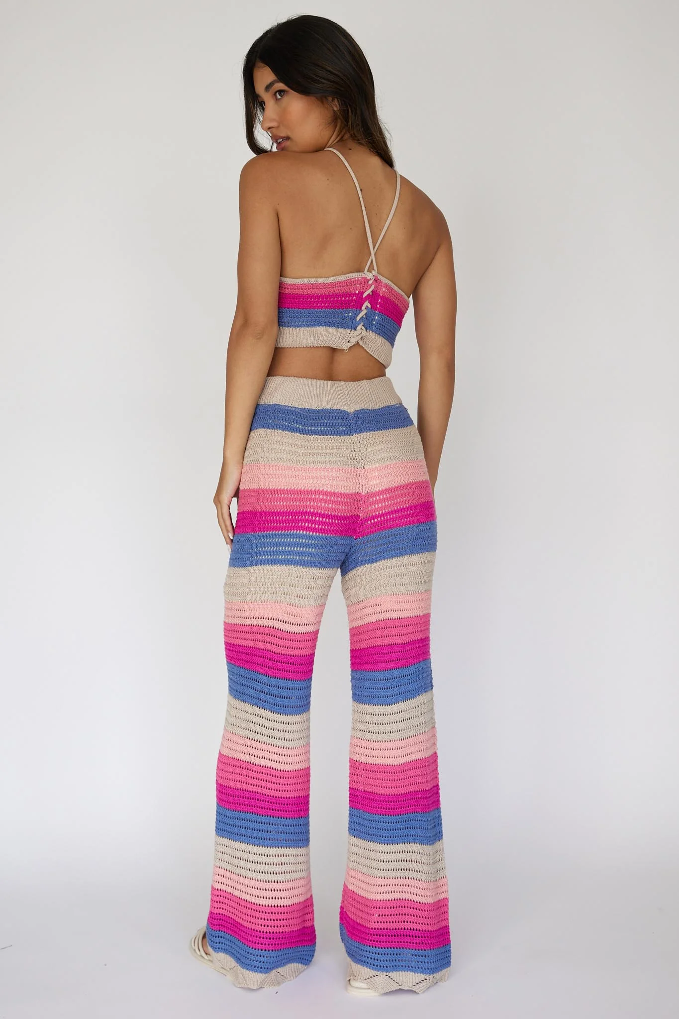 Dream Believer Crochet Pants Stripe Pink Multi - Image 3
