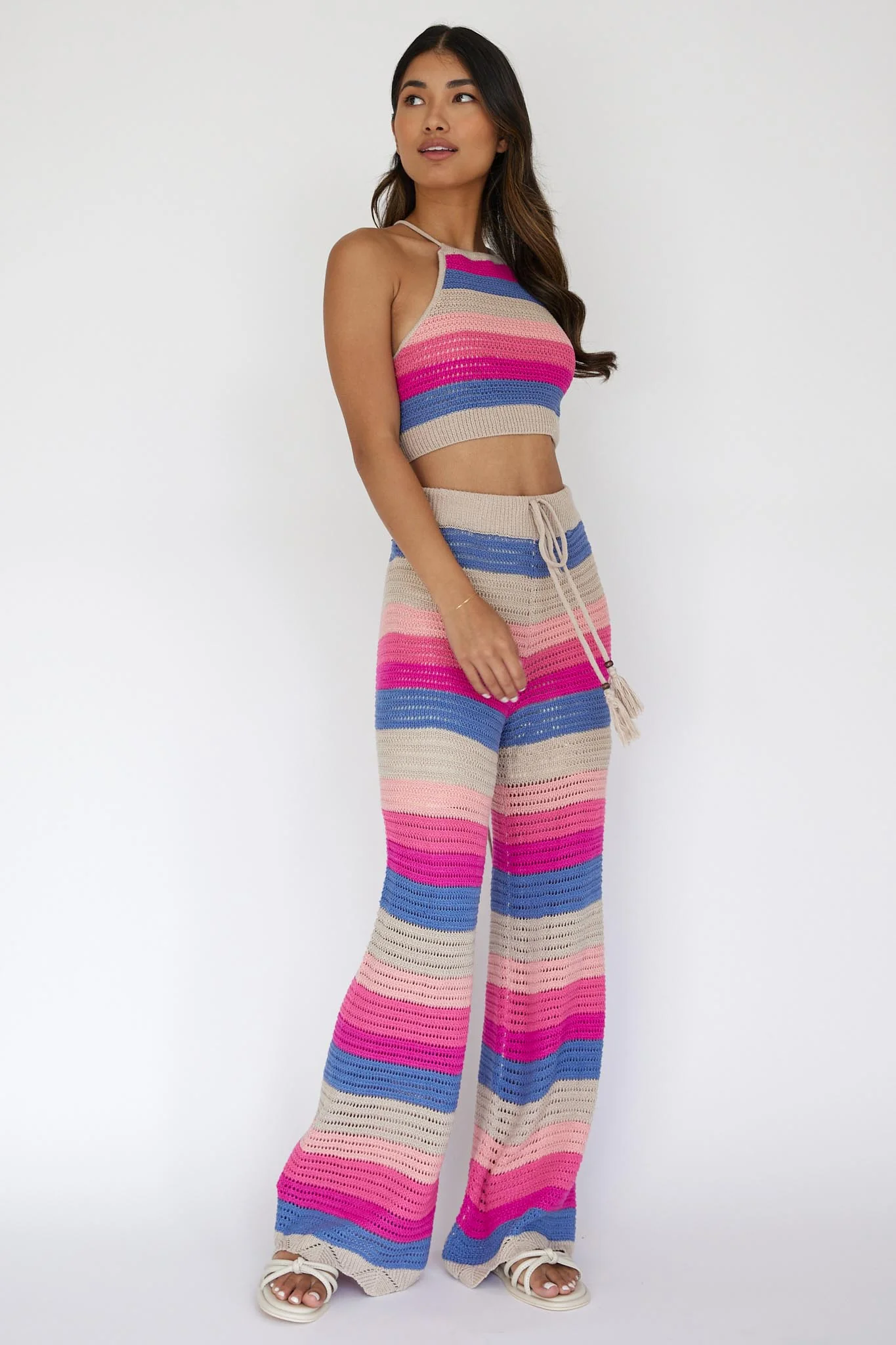 Dream Believer Crochet Pants Stripe Pink Multi - Image 4