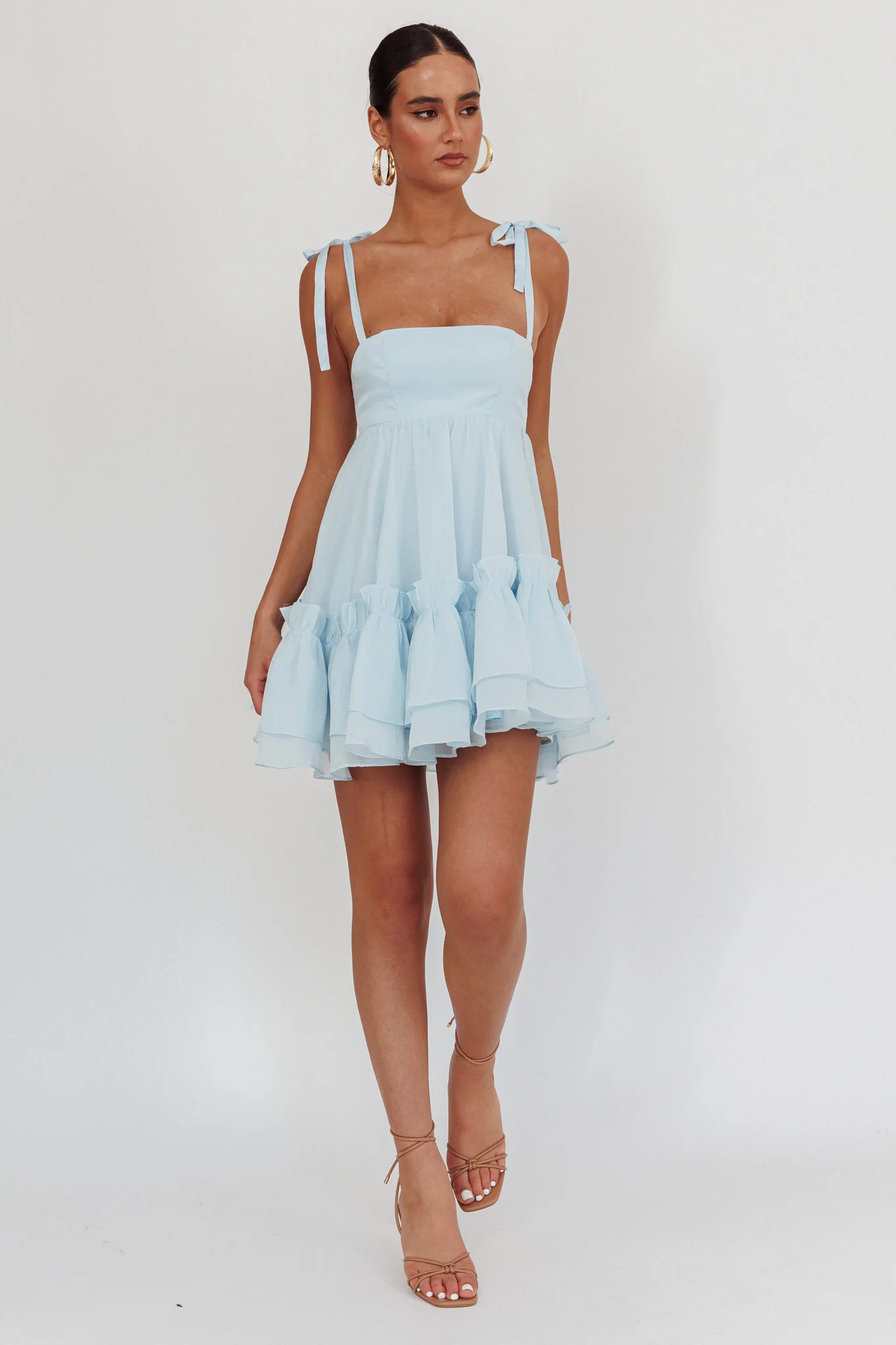 Dream Chaser Frill Hem Babydoll Dress Blue - Image 4