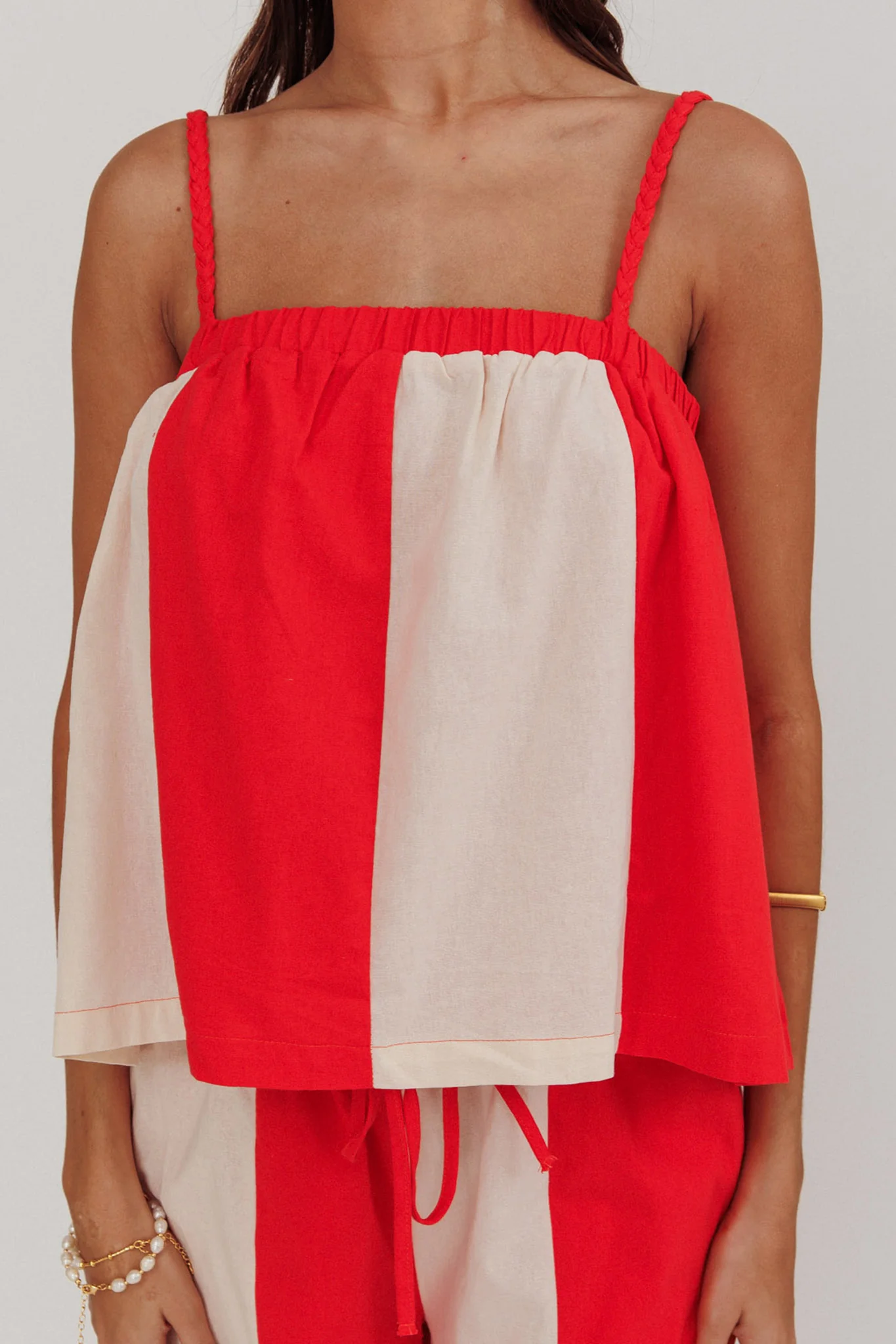 Dream Girl Braided Strap Contrast Top Tomato Red - Image 4