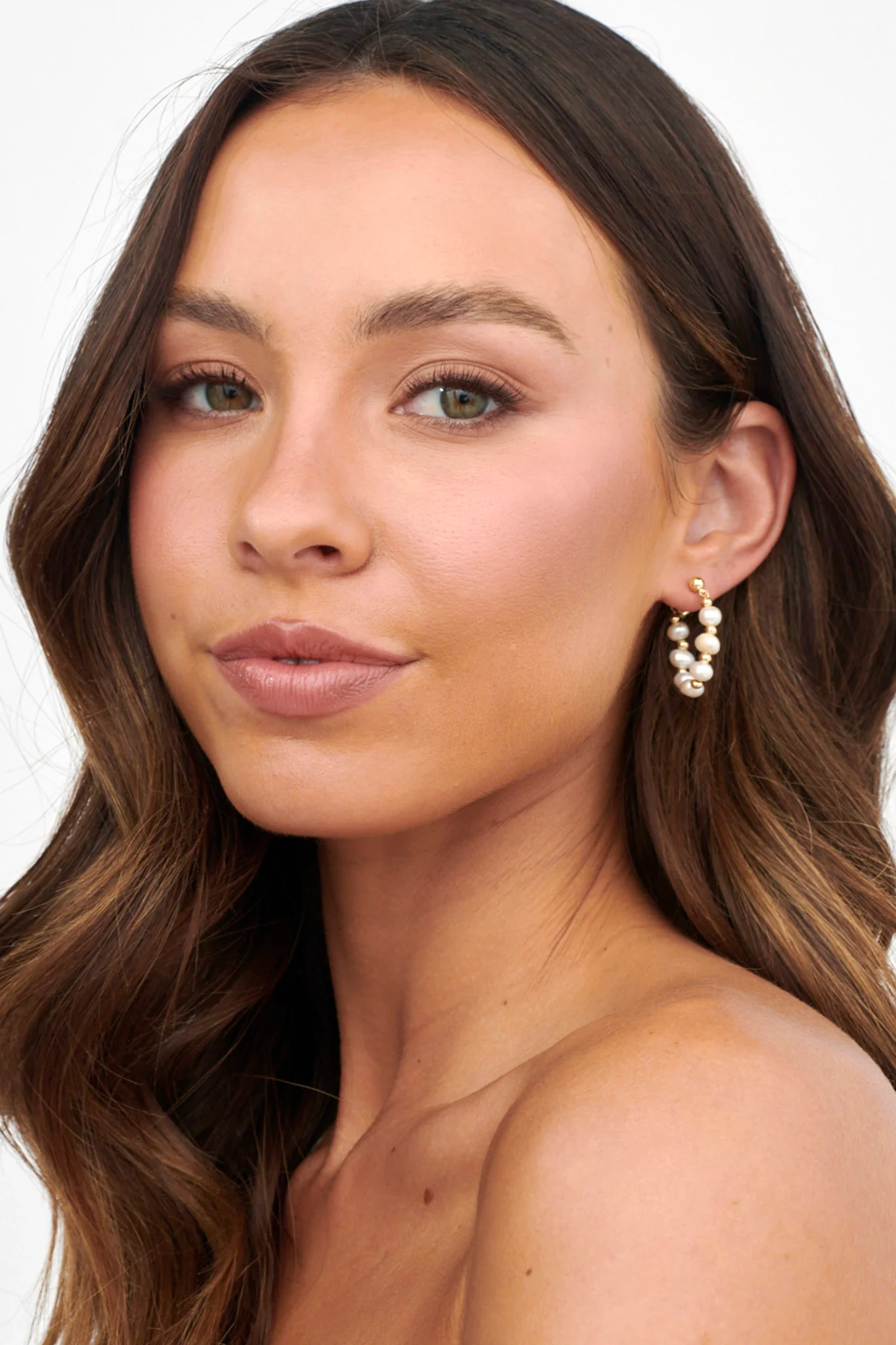 Dream Time Pearl Hoop Earrings Gold - Image 3