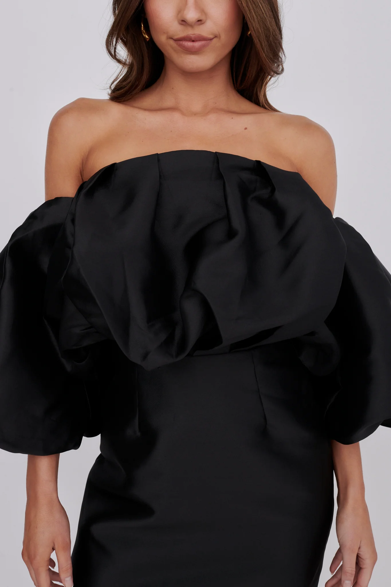Dream Time Puffed Neckline Mini Dress Black - Image 4