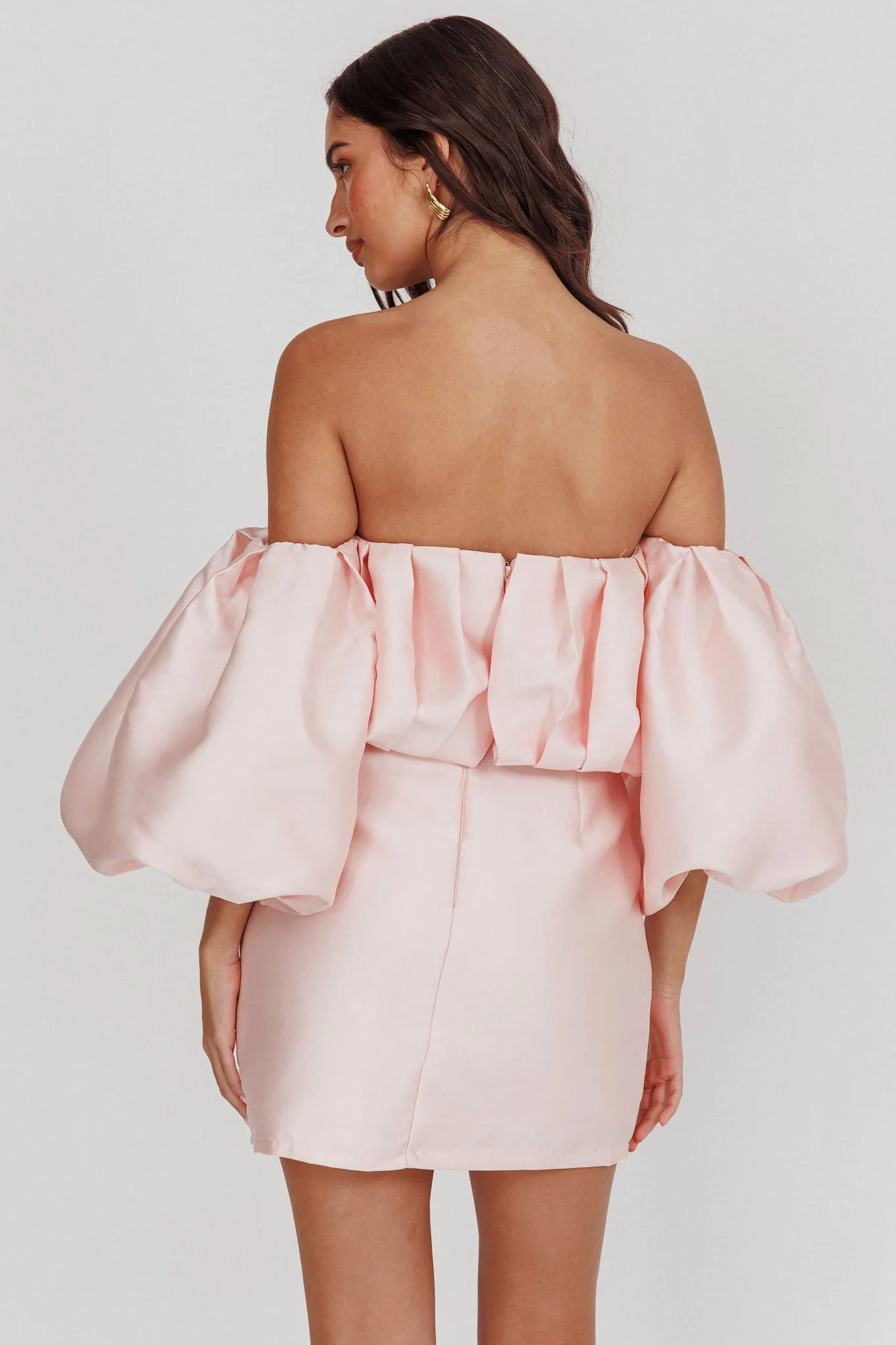 Dream Time Puffed Neckline Mini Dress Blush - Image 2
