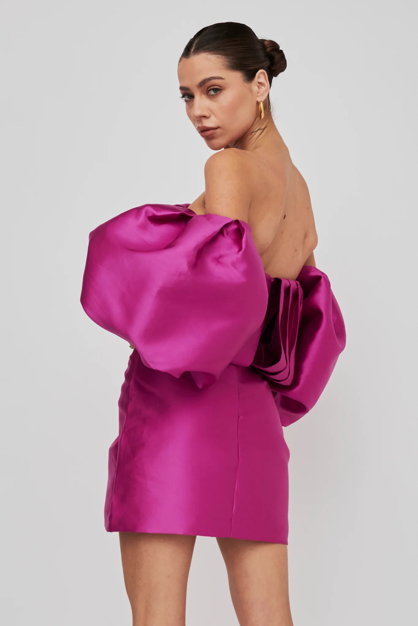 Dream Time Puffed Neckline Mini Dress Magenta - Image 7
