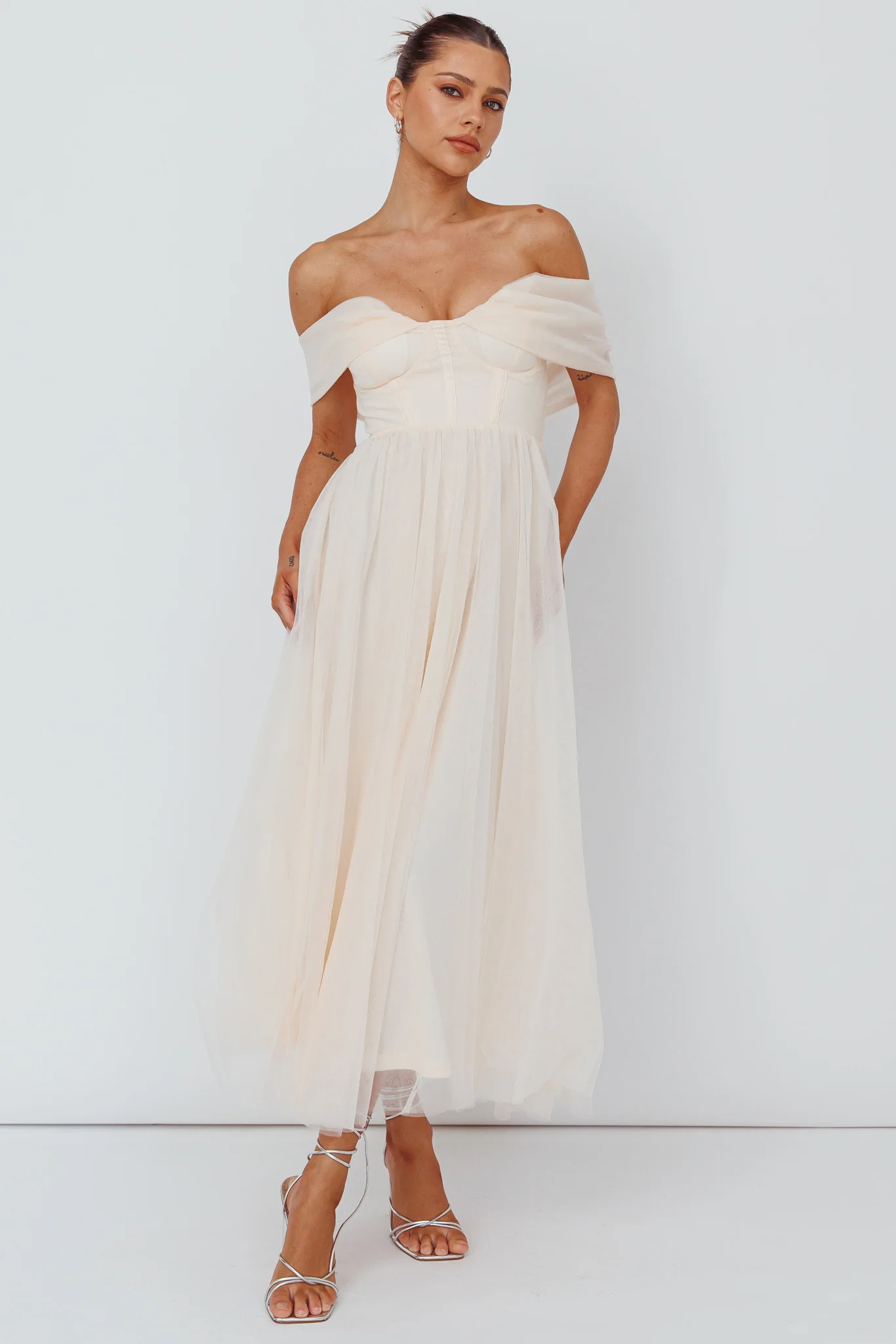 Dreamers & Lovers Off-Shoulder Maxi Dress Vanilla - Image 3