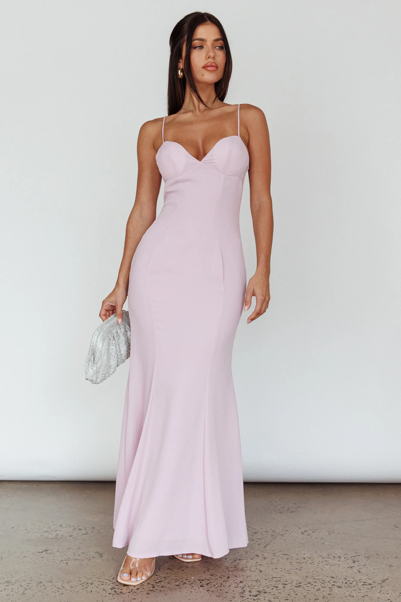 Dreaming Of Paris Bodycon Mermaid Maxi Dress Lilac - Image 2