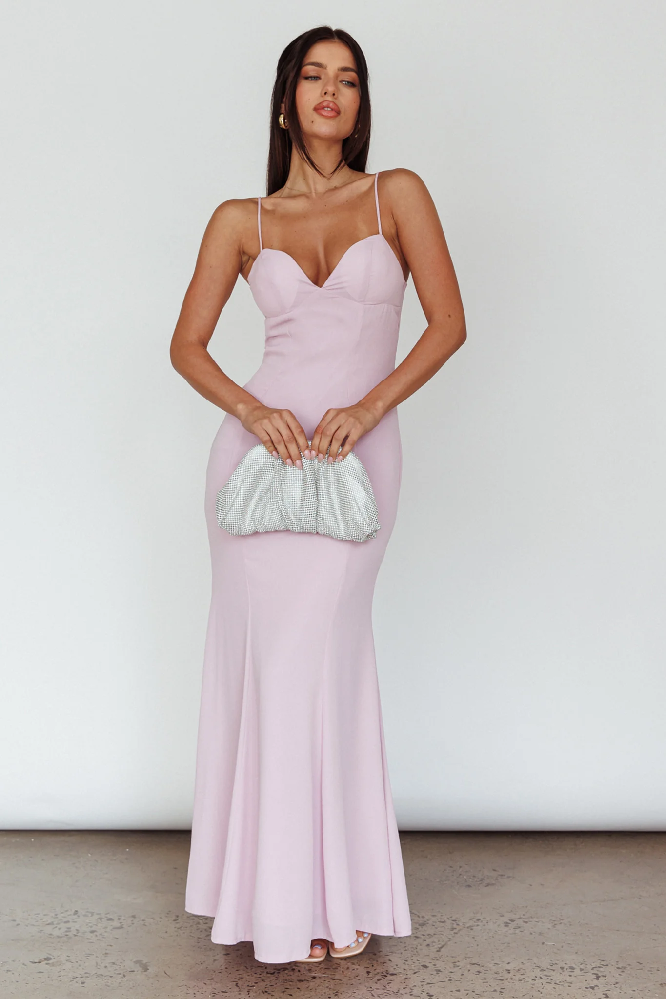 Dreaming Of Paris Bodycon Mermaid Maxi Dress Lilac - Image 6
