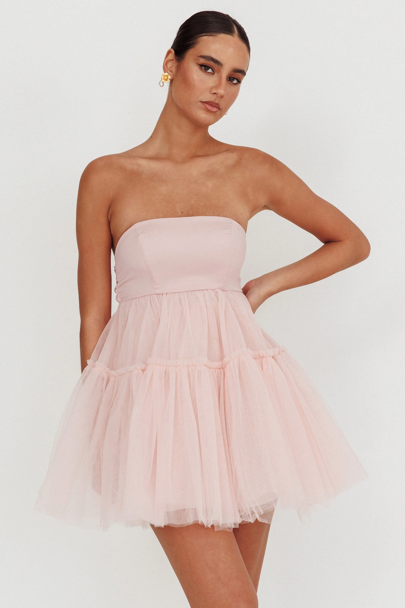 Dreamscape Strapless Tulle Mini Dress Blush - Image 5