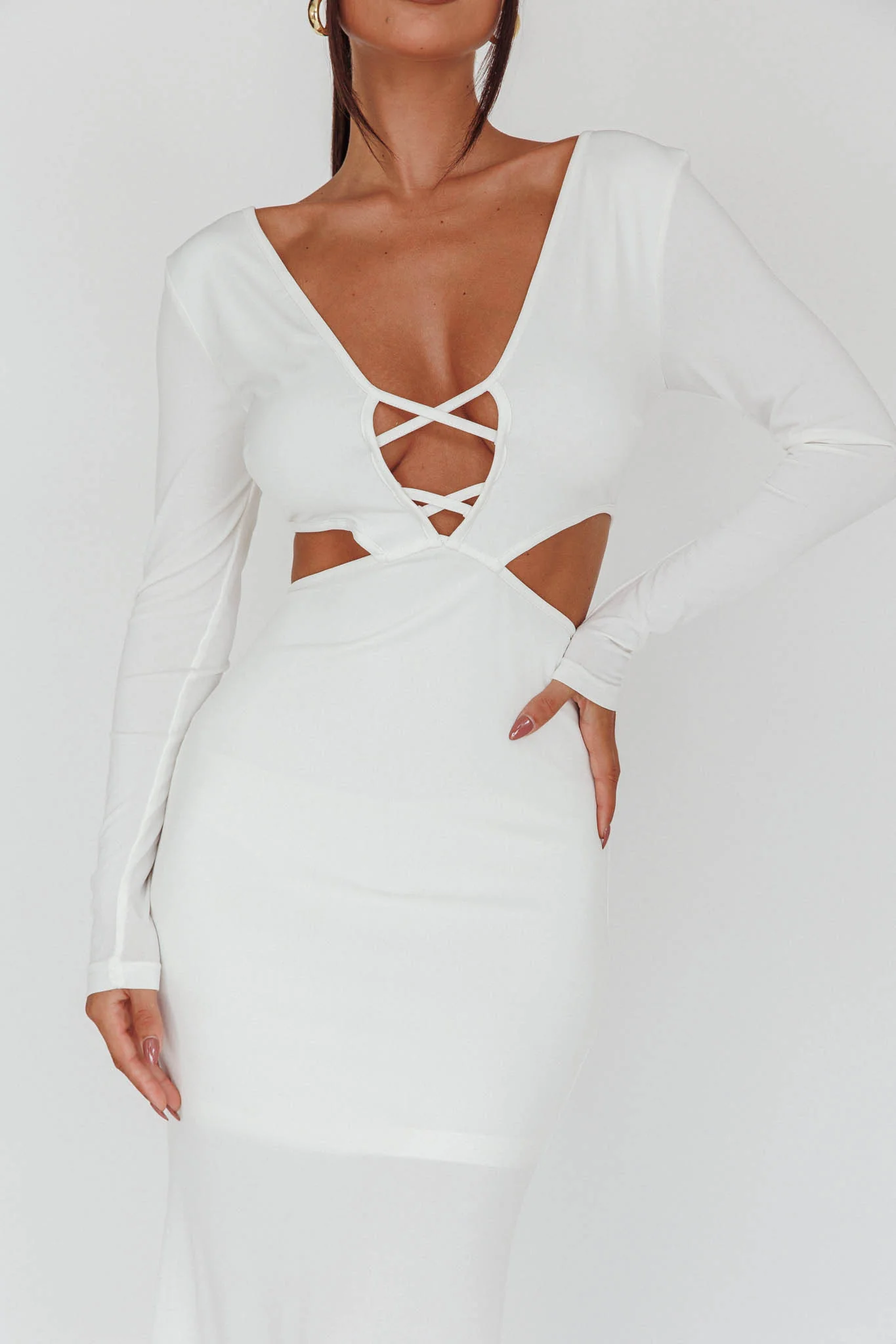 Dress Codes Cut-Out Maxi Dress White - Image 4