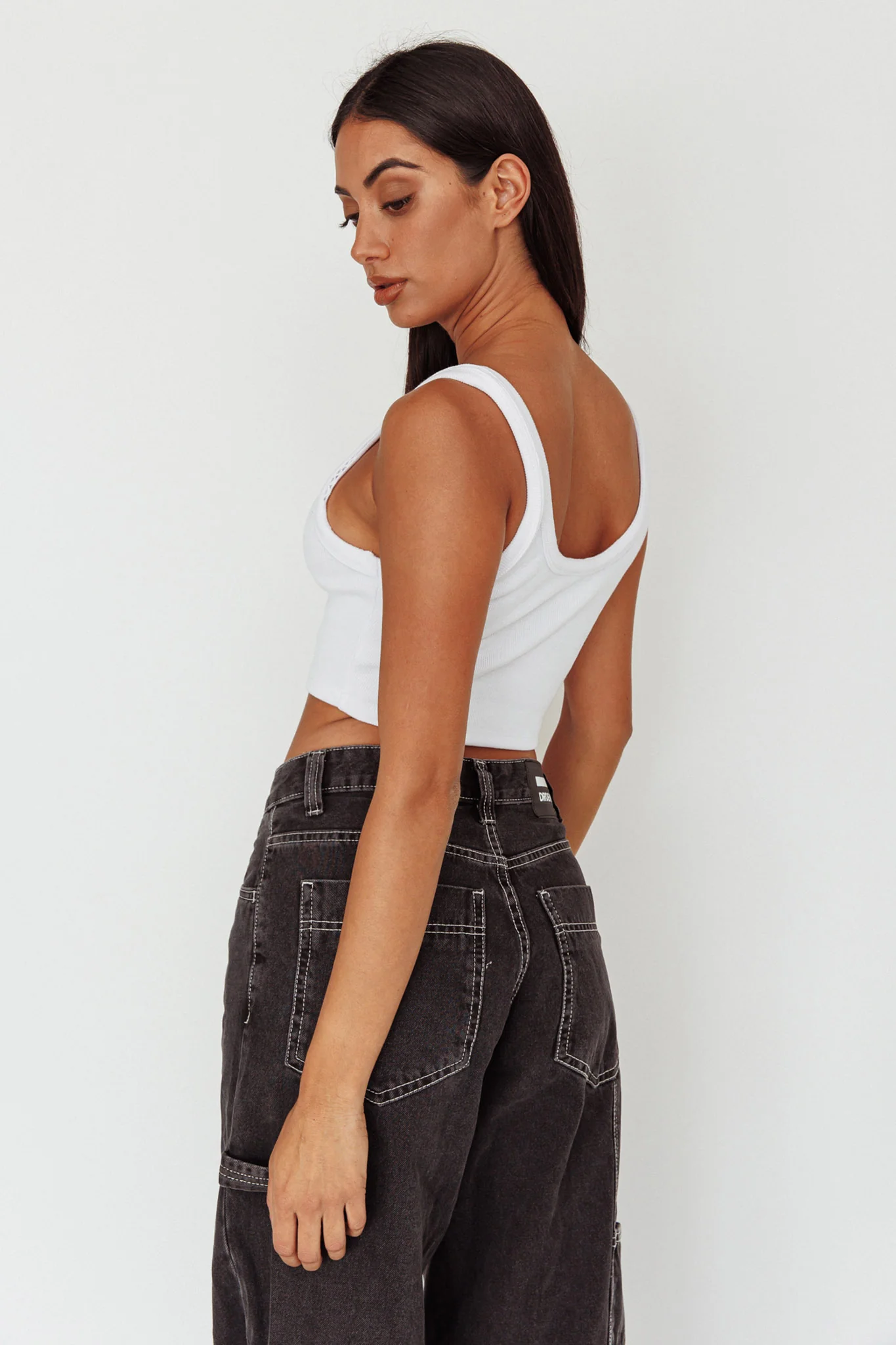 Drifting Ribbed Crop Top White - Image 2