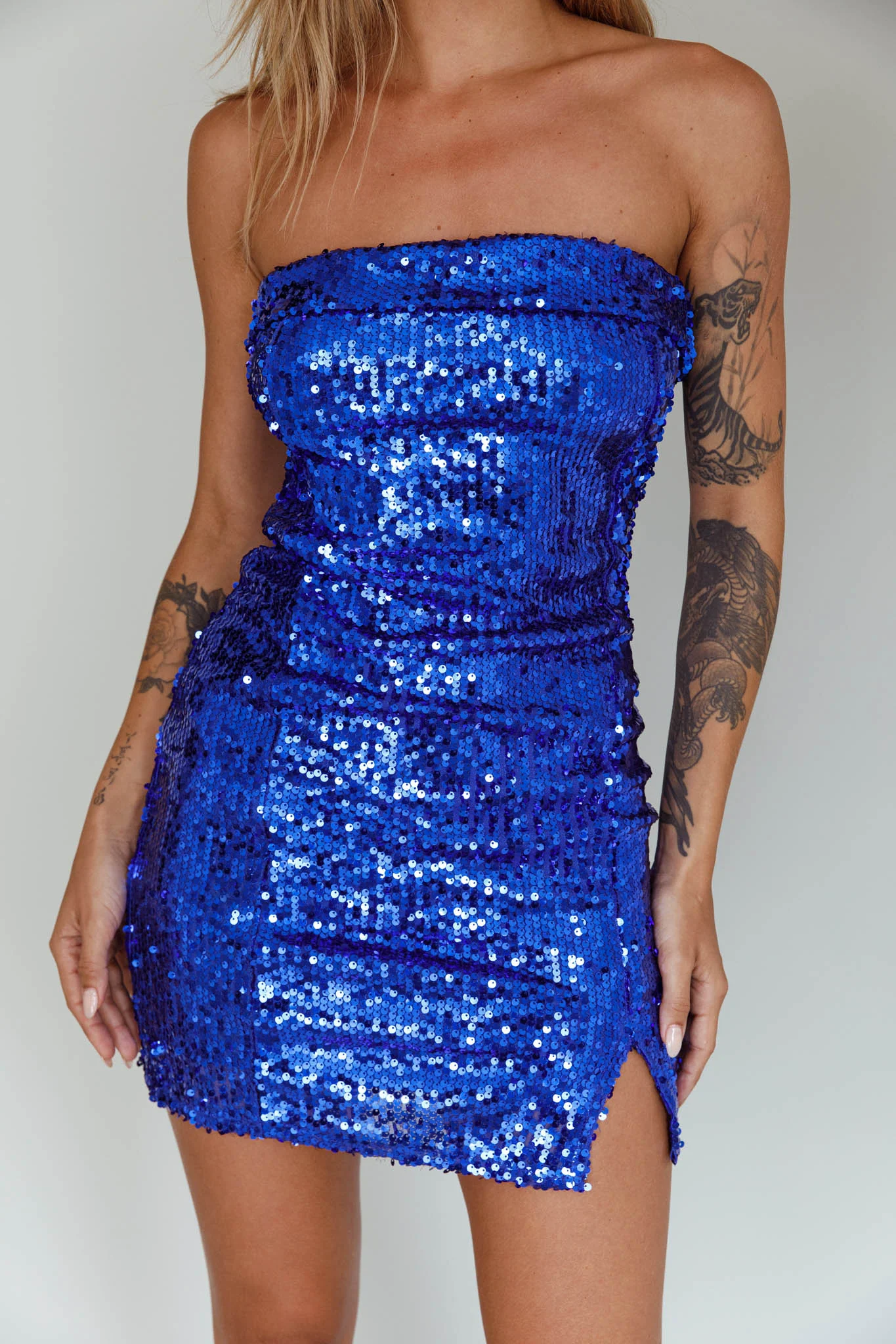 Drive Me Crazy Sequin Mini Dress Blue - Image 4