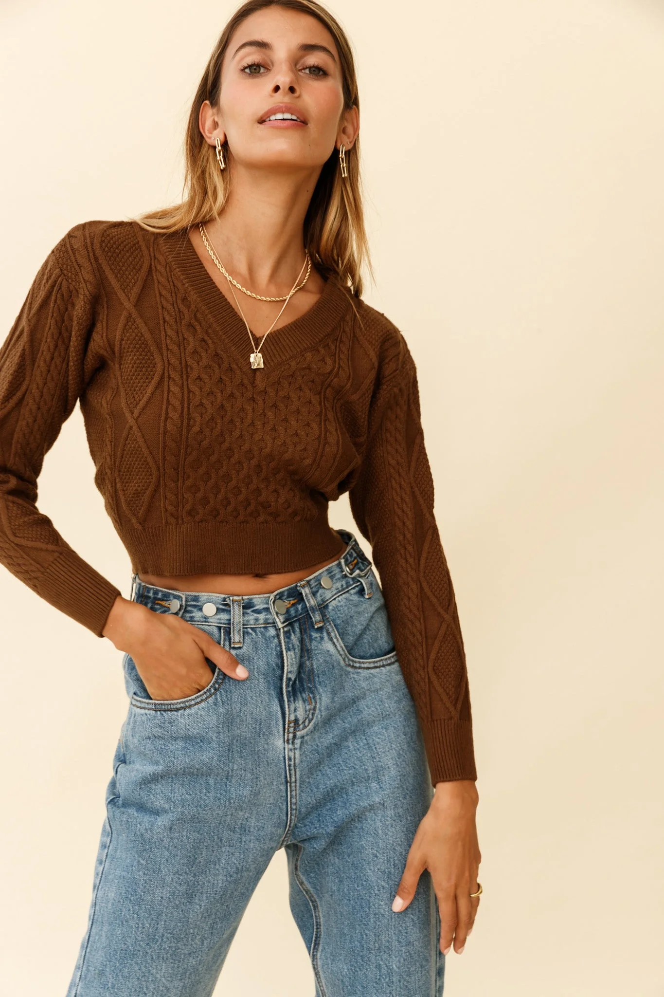 Dulce de Leche Long Sleeve Tie-Back Knit Sweater Olive - Image 4