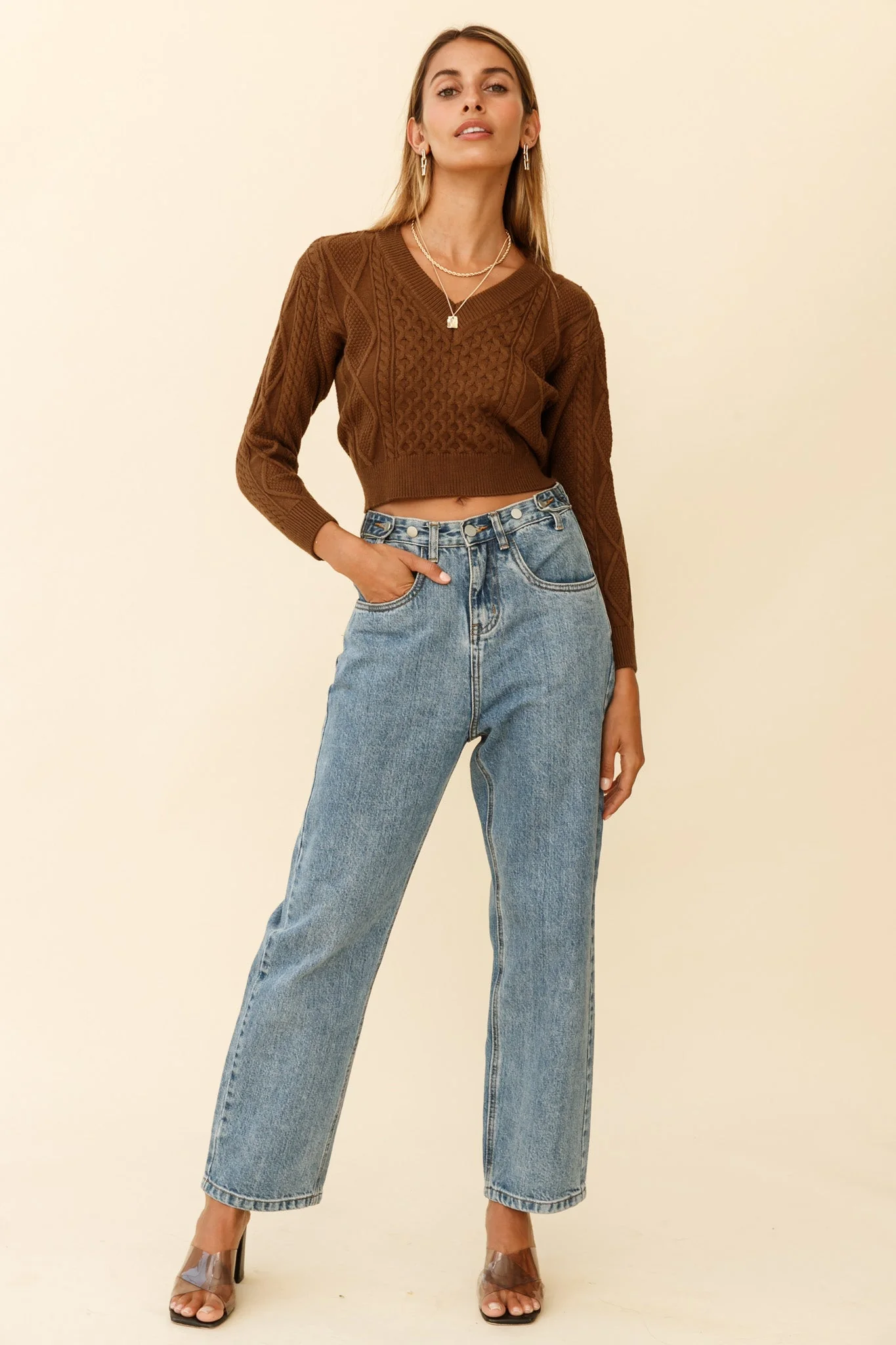 Dulce de Leche Long Sleeve Tie-Back Knit Sweater Olive - Image 5
