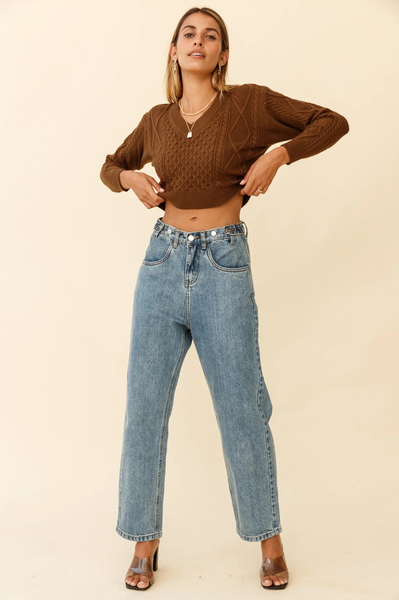 Dulce de Leche Long Sleeve Tie-Back Knit Sweater Olive - Image 6