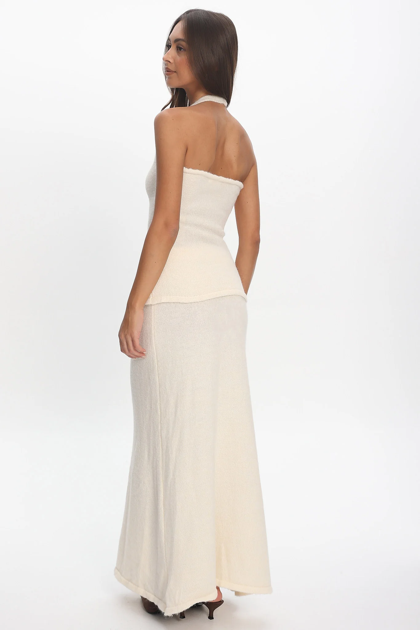 Duma Knit Maxi Skirt Cream - Image 4