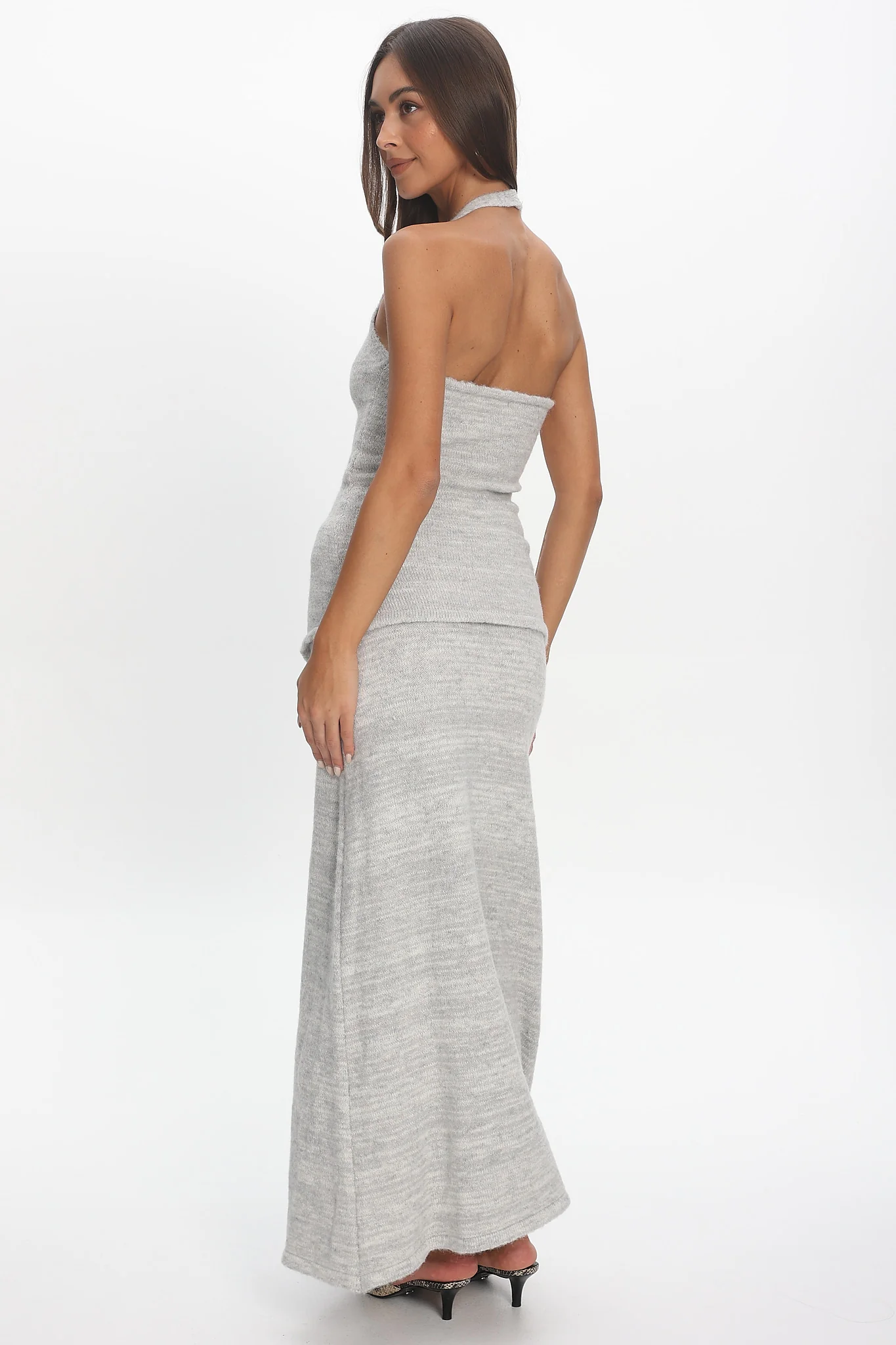 Duma Knit Maxi Skirt Light Grey - Image 3