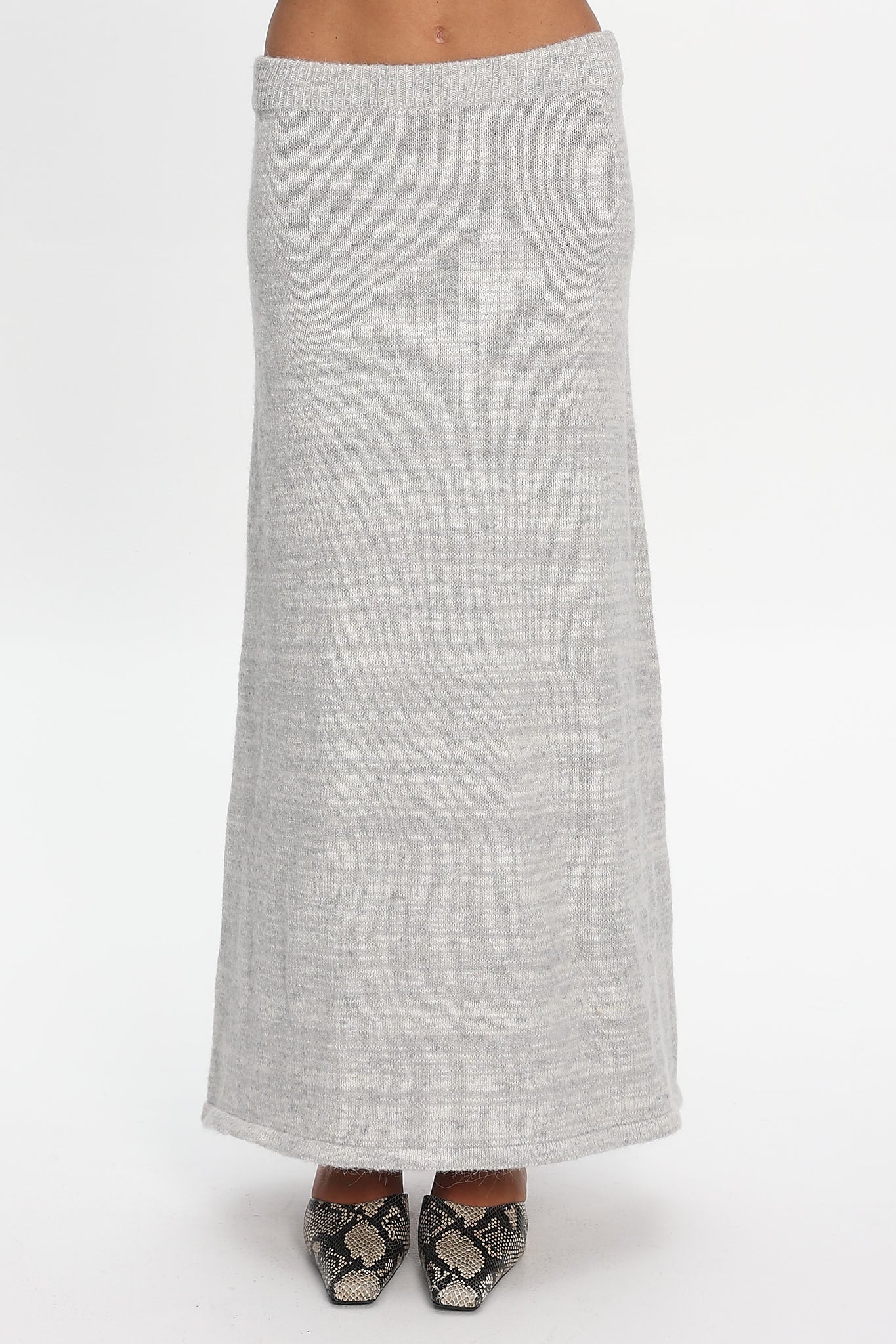 Duma Knit Maxi Skirt Light Grey - Image 4