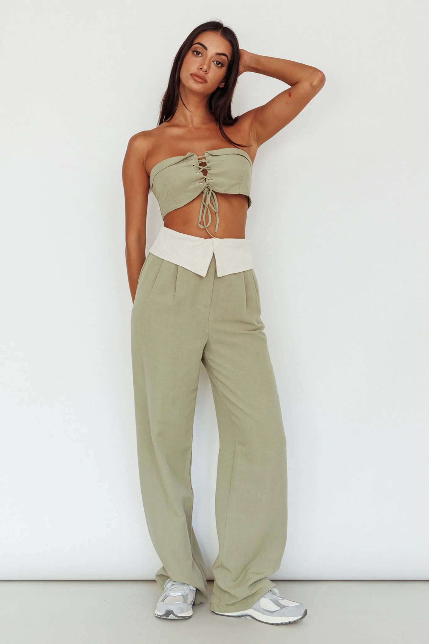 East Village Foldover Pants Sage - Image 3
