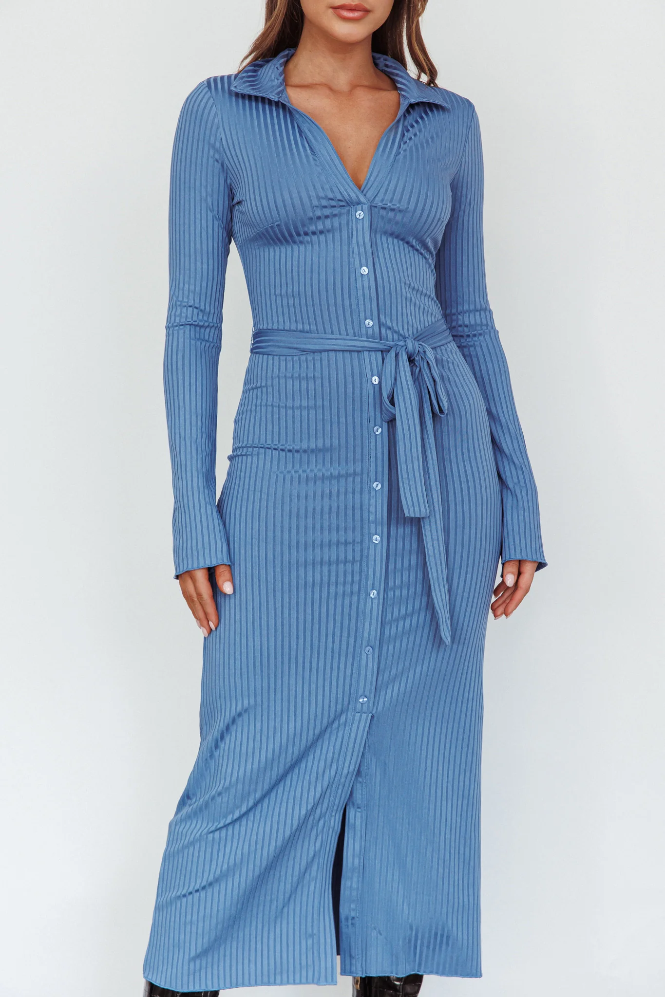 Eastcoast Collared Placket Midi Dress Blue - Image 4