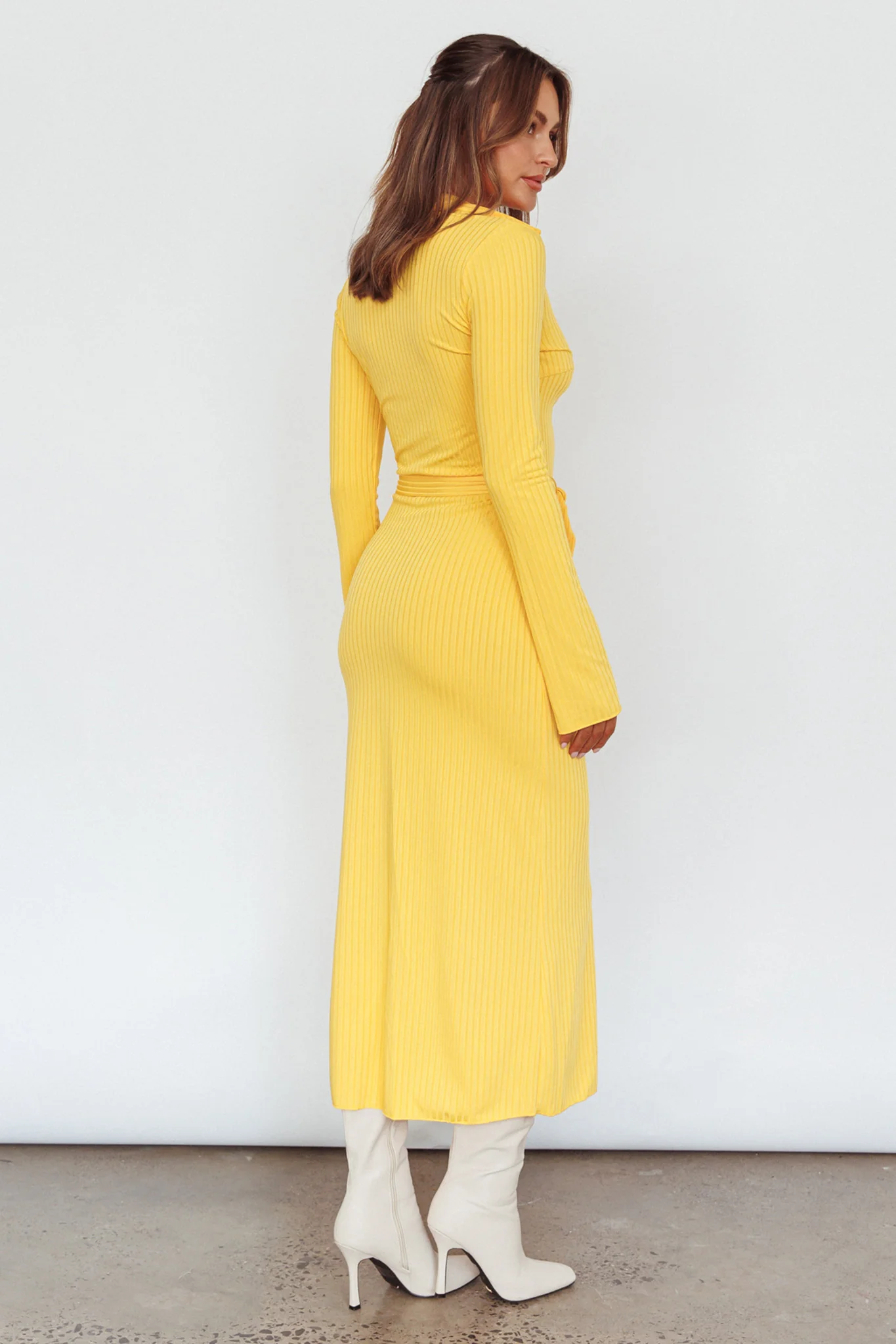 Eastcoast Collared Placket Midi Dress Yellow - Image 2