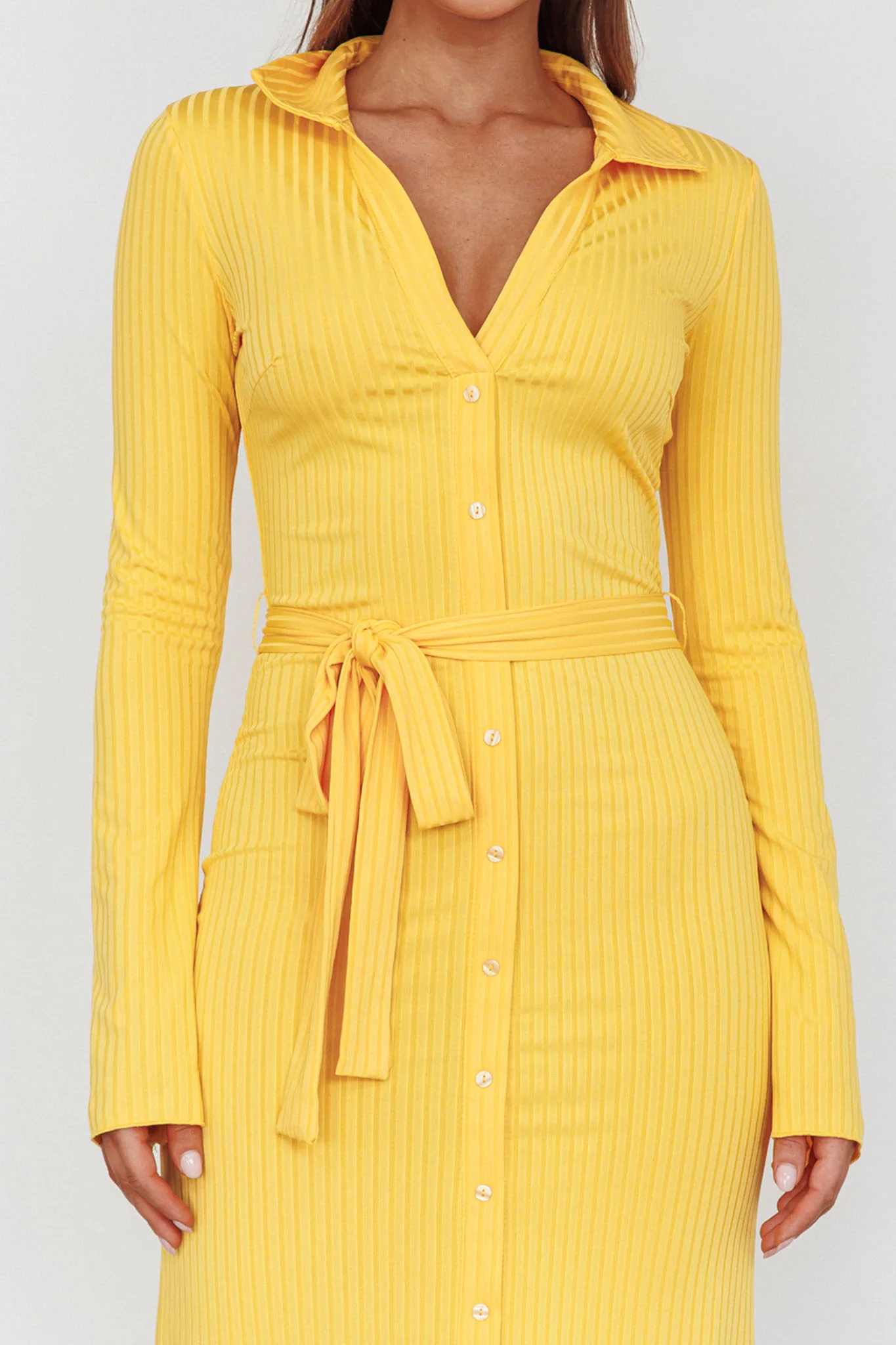 Eastcoast Collared Placket Midi Dress Yellow - Image 4