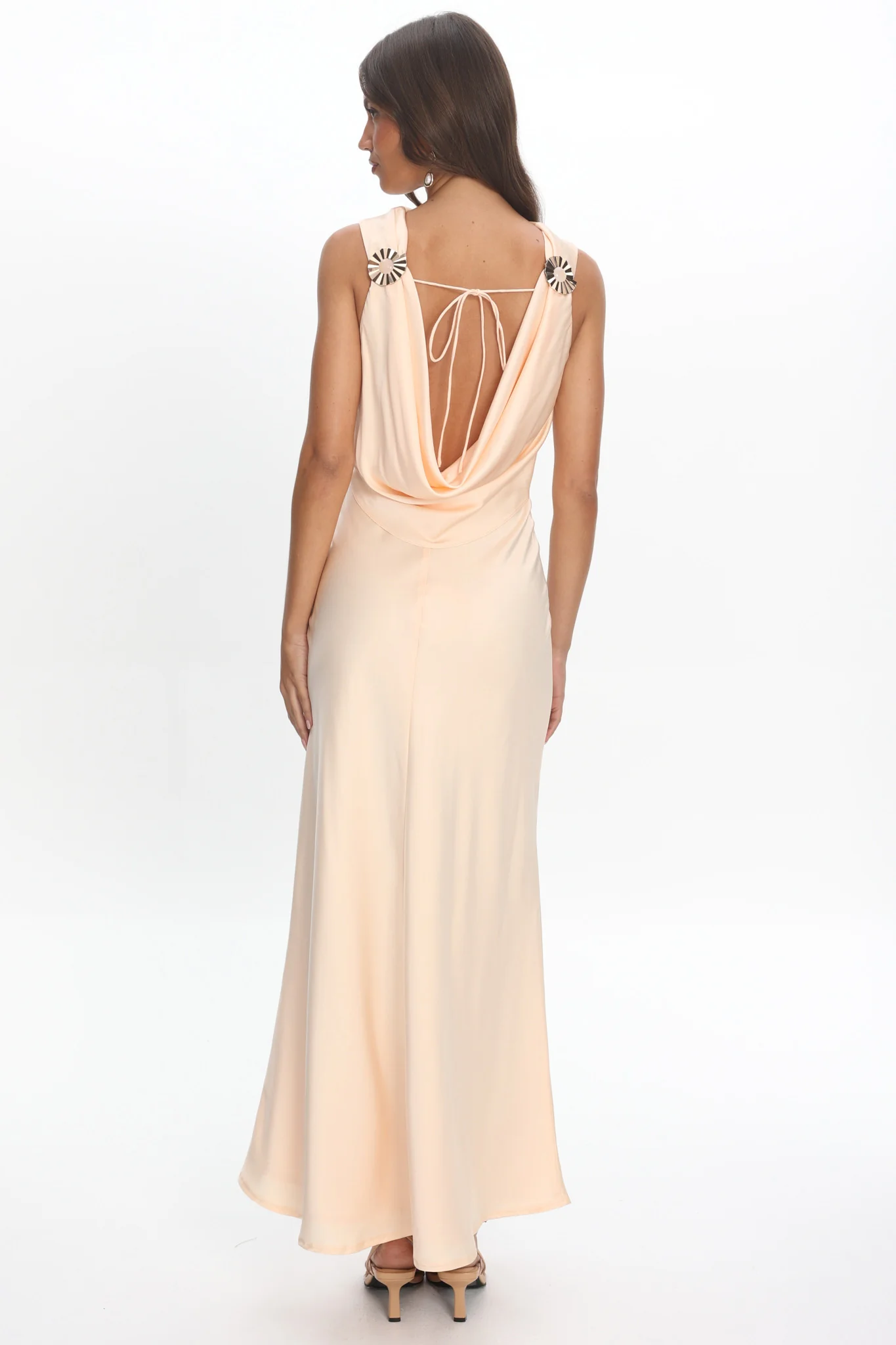 Effie Cowl Back Maxi Dress Cream - Image 2
