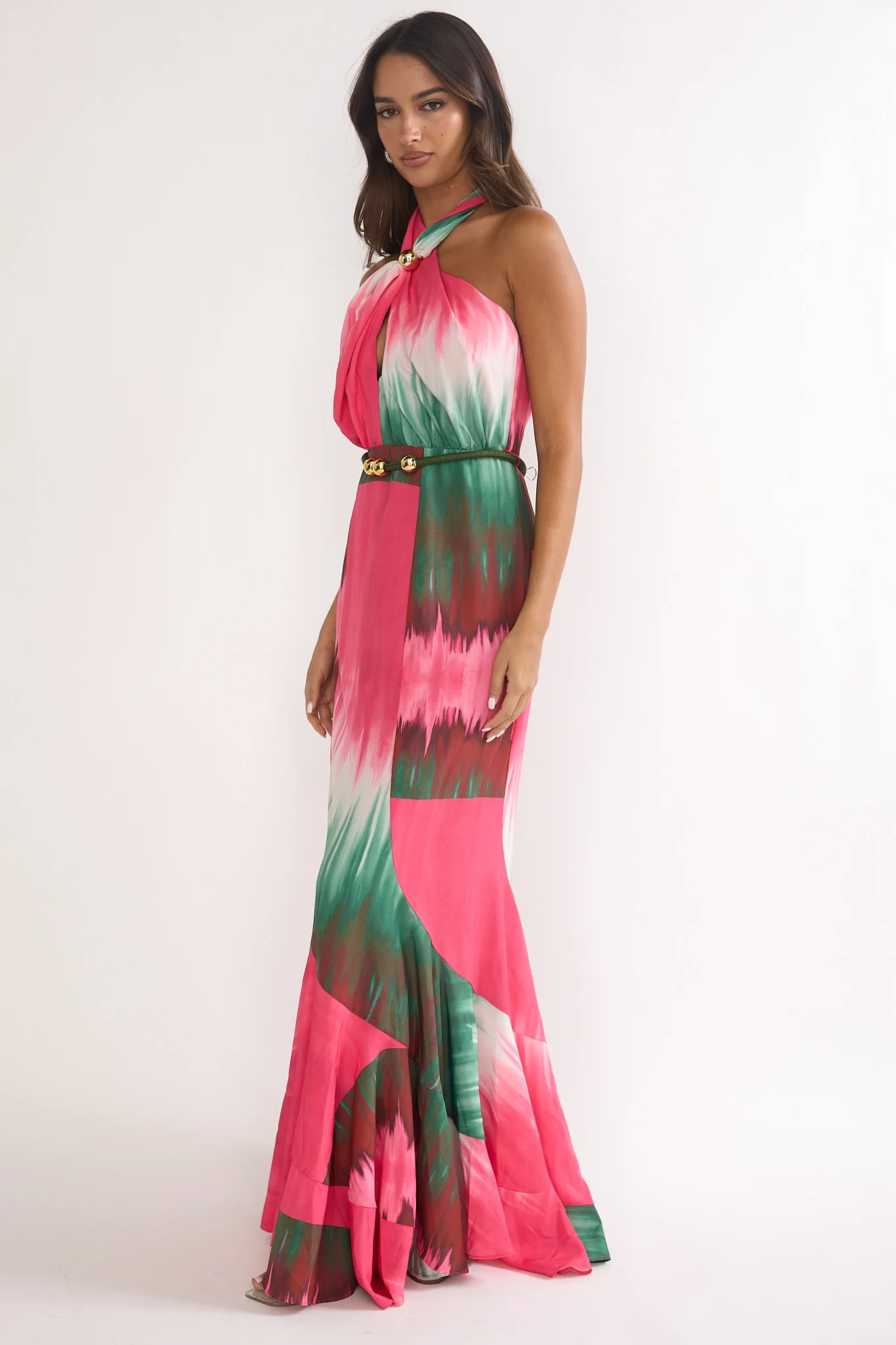 Elaina Rope Waist Halter Maxi Dress Fuchsia - Image 6