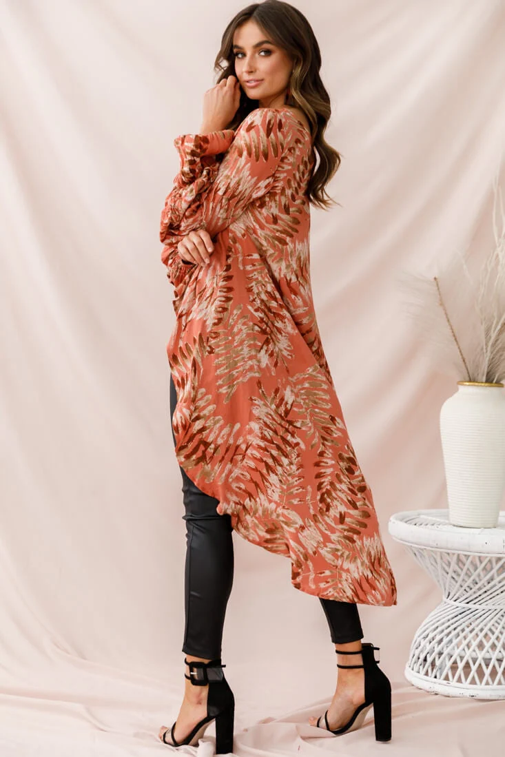 Elaine High Low Balloon Sleeve Top Rose - Image 3