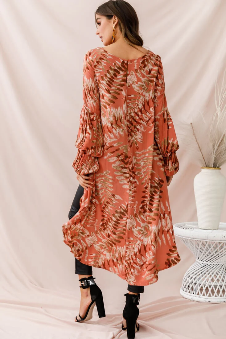 Elaine High Low Balloon Sleeve Top Rose - Image 4