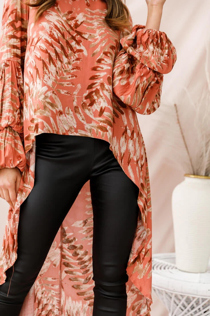 Elaine High Low Balloon Sleeve Top Rose - Image 5