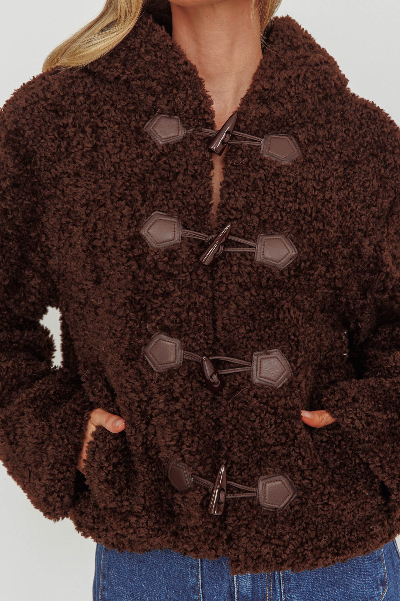Elaris Hooded Toggle Jacket Brown - Image 3