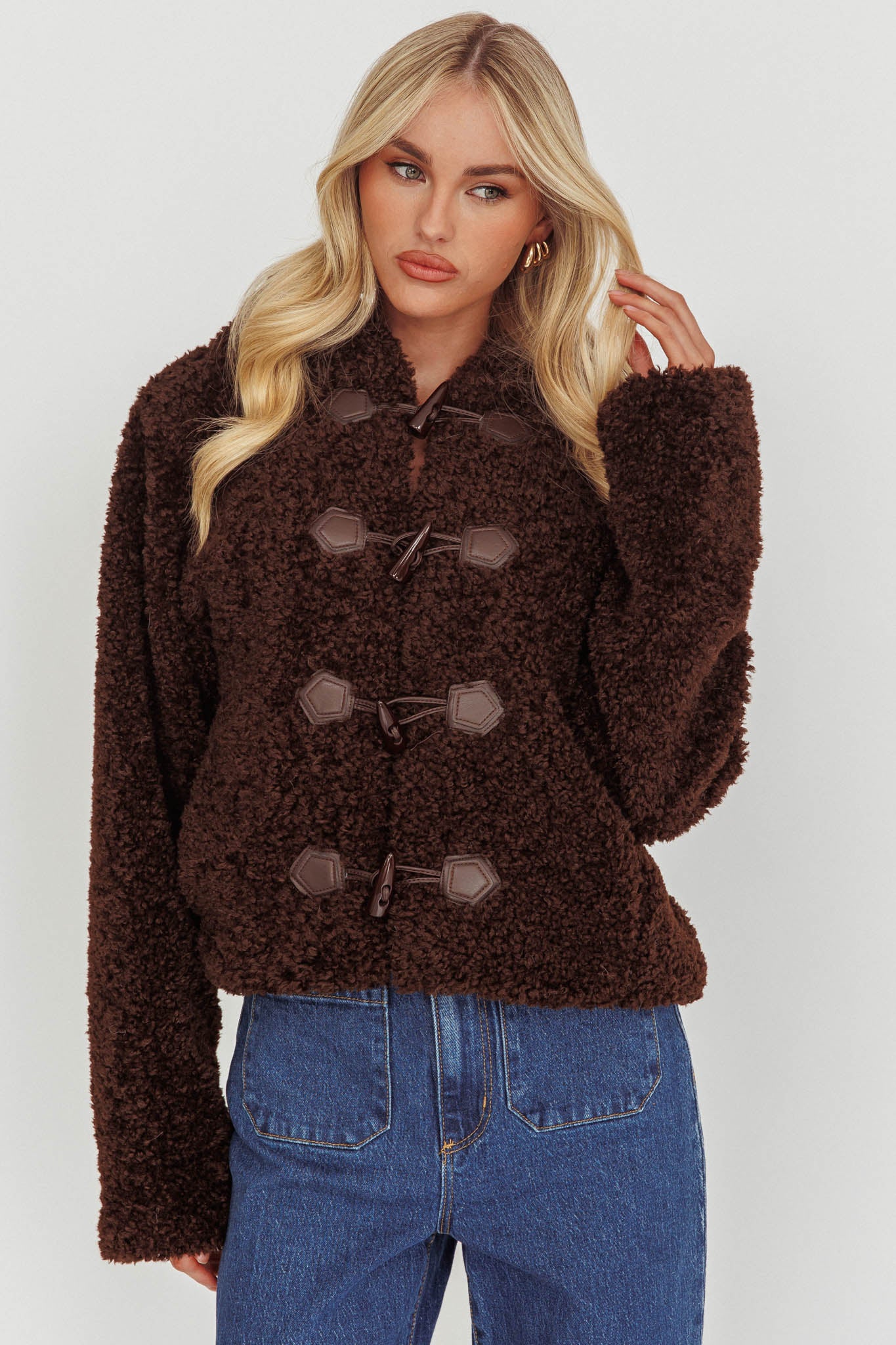 Elaris Hooded Toggle Jacket Brown - Image 5