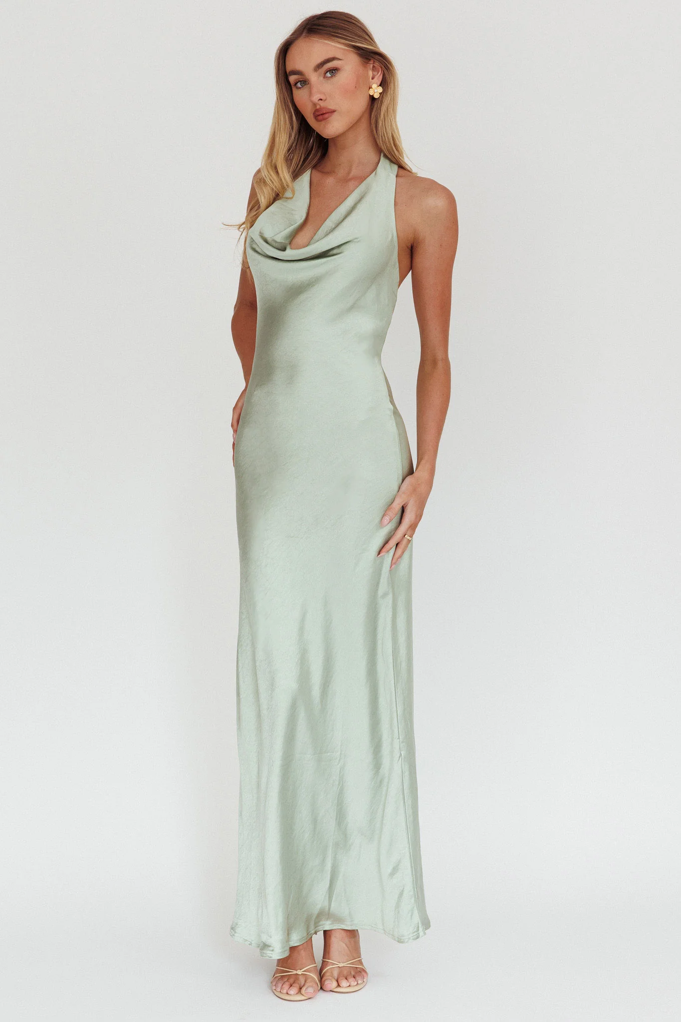 Element Halterneck Maxi Dress Matcha - Image 2