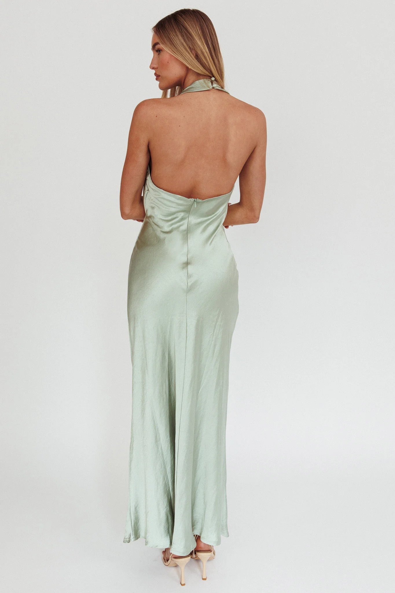 Element Halterneck Maxi Dress Matcha - Image 3