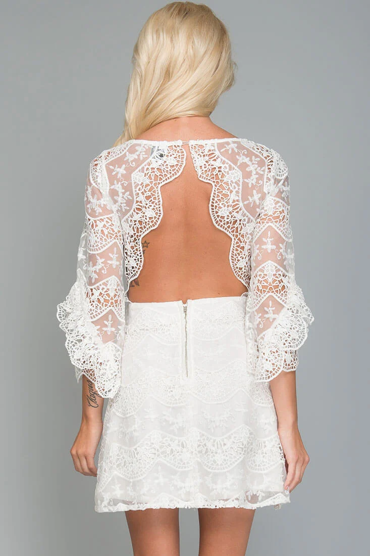 Elena Embroidered Going Out Dress White - Image 6