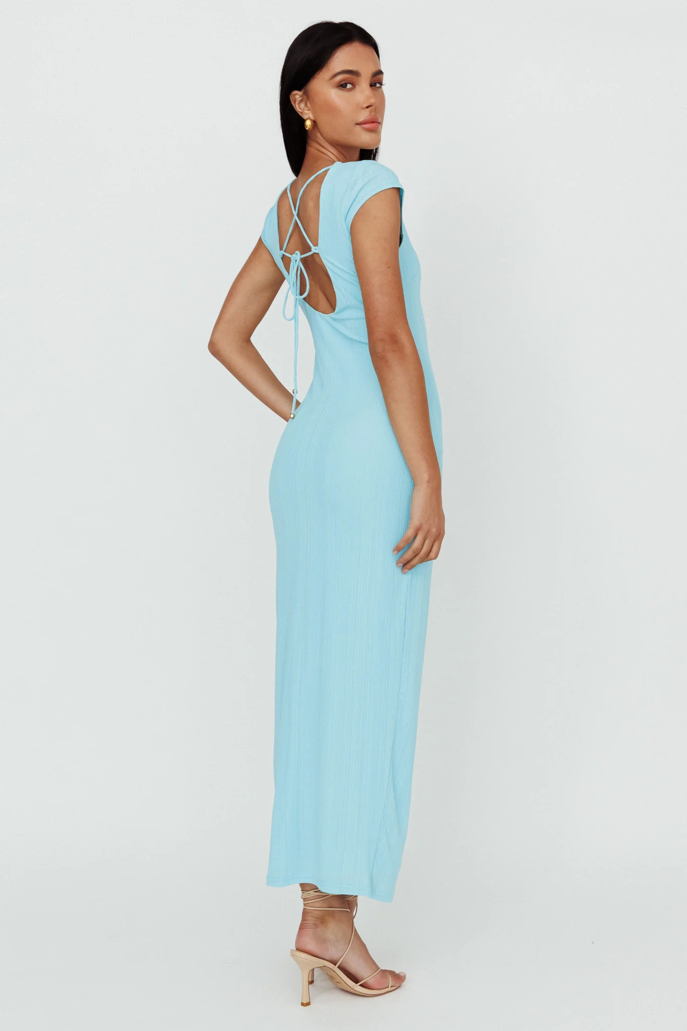 Elenice Cap Sleeve Cut-Out Midi Dress Blue - Image 2