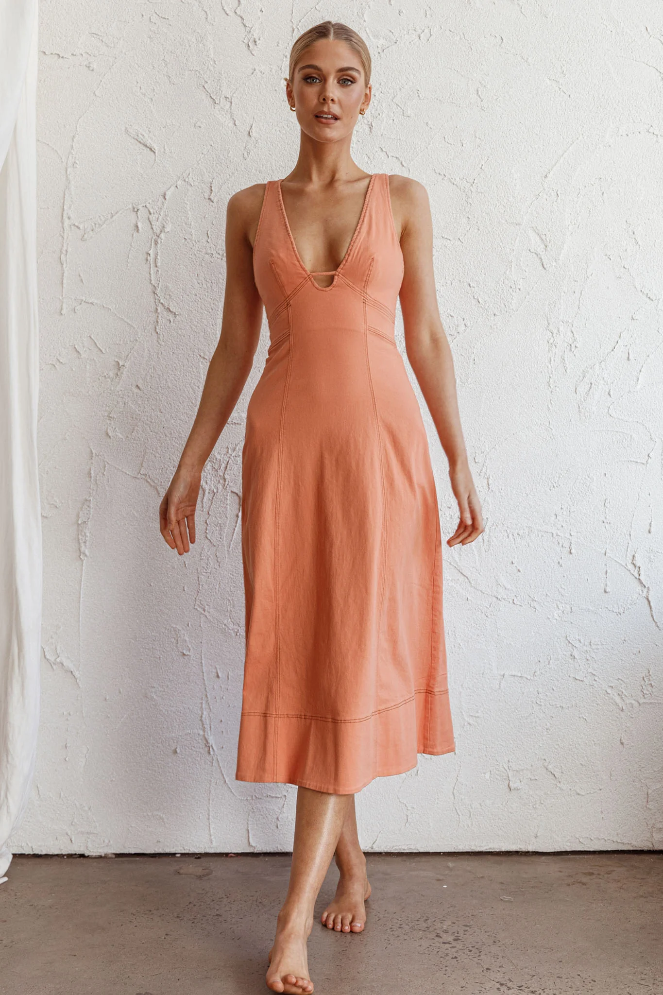 Elias Decorative Stitch Midi Dress Mango - Image 6