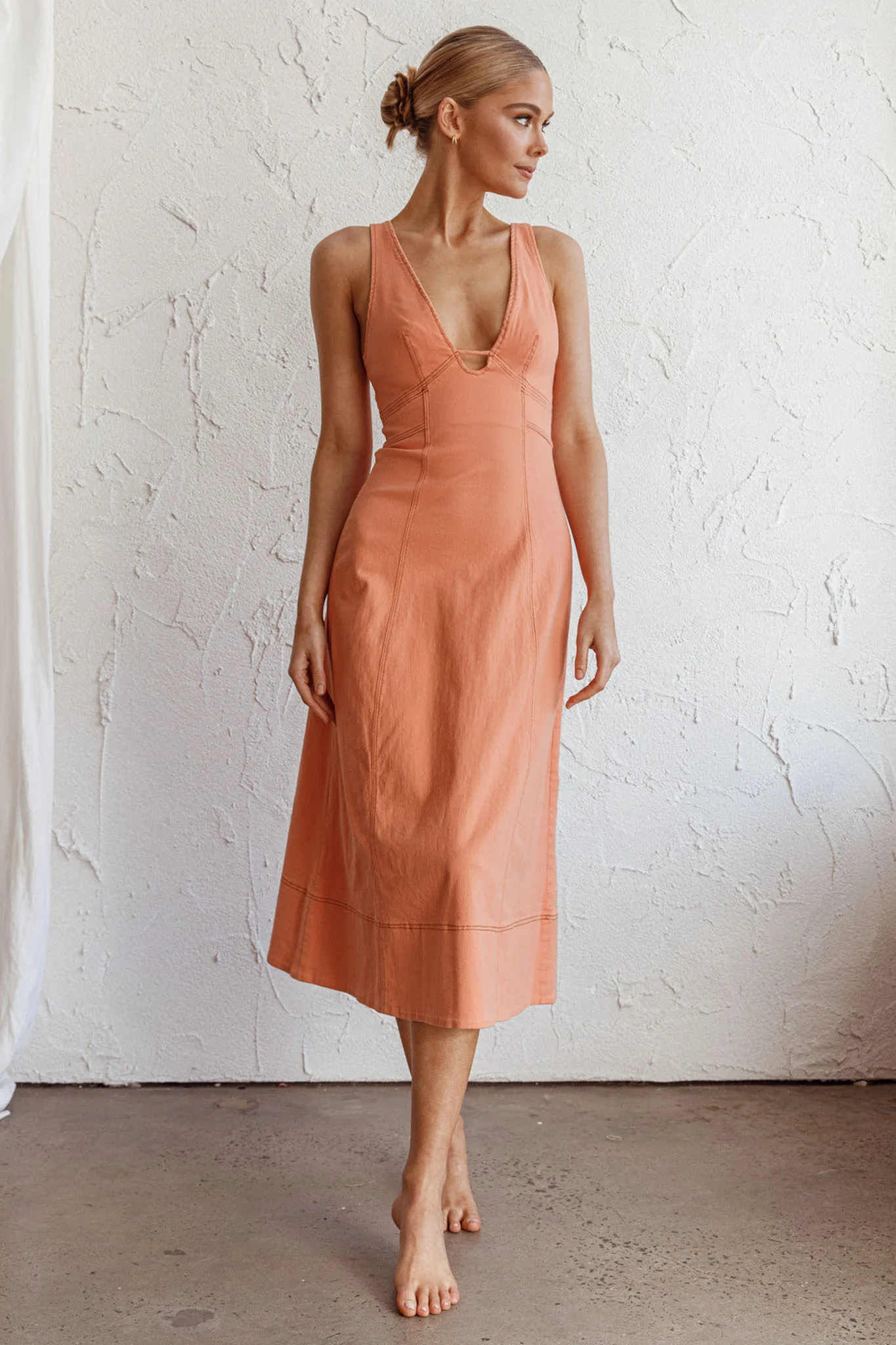 Elias Decorative Stitch Midi Dress Mango - Image 7