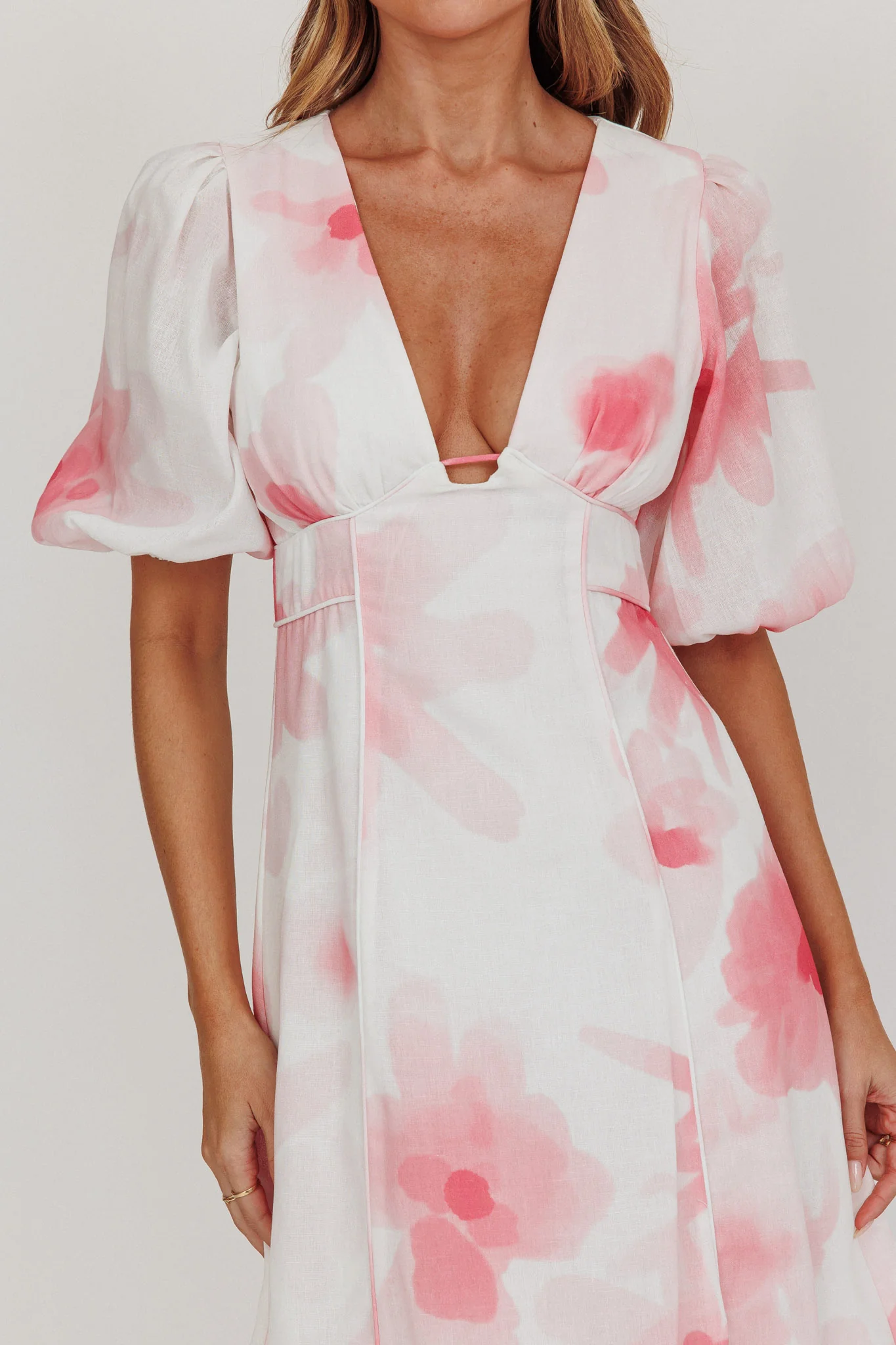 Elias Puff Sleeve Midi Dress Blush - Image 4