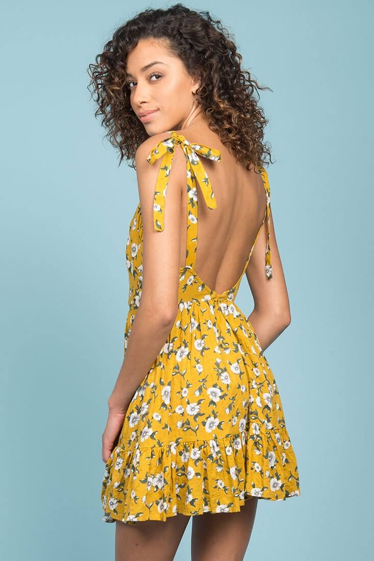 Elin Ruffled Casual Fall Dress Yellow - Image 5