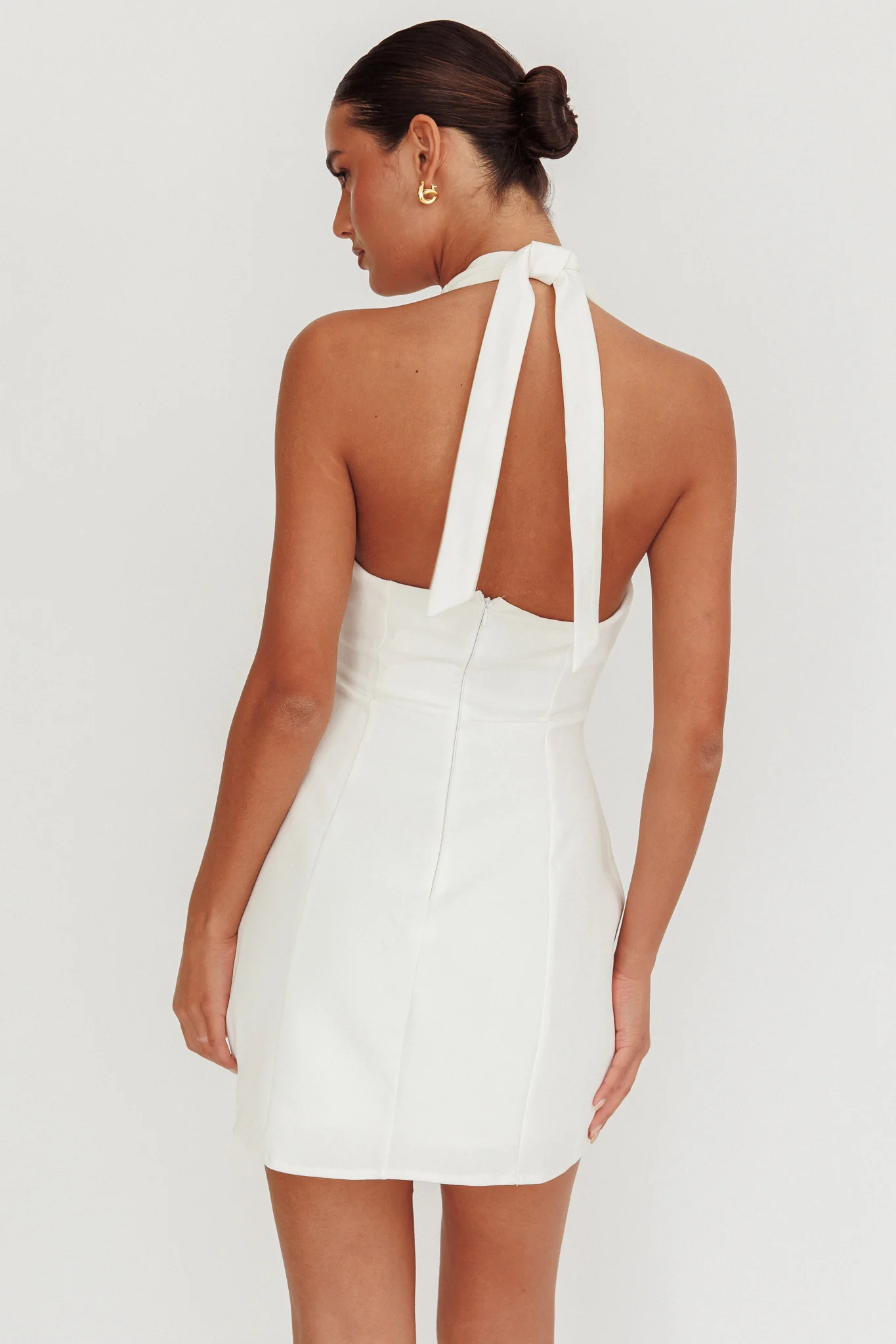 Elisabet Halter Neck Mini Dress Off White - Image 3
